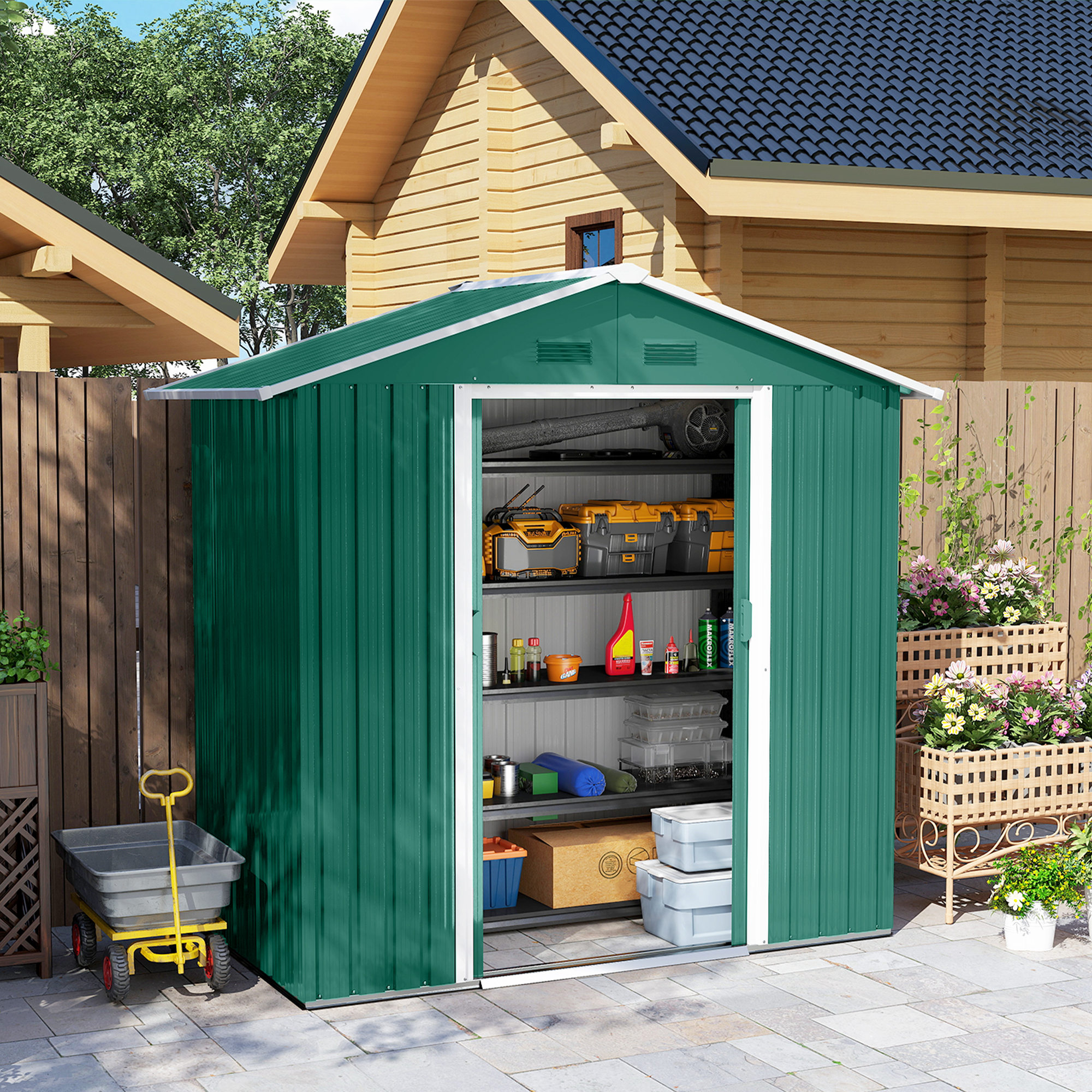 sunao　③ ⑥ Outsunny 6.5x3.5ft Metal Garden Storage Shed for Outdoor