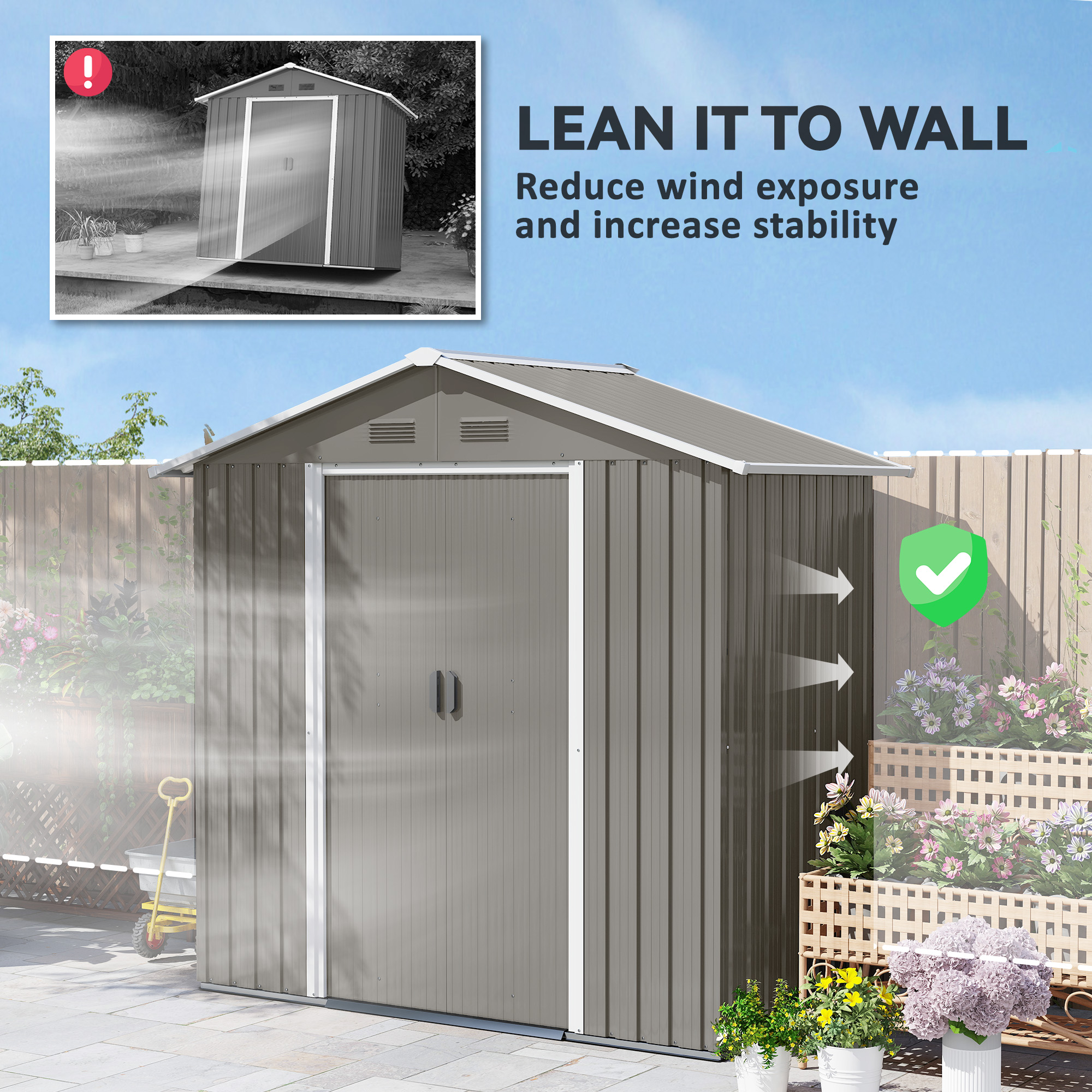 sunao　③ ⑥ Outsunny 6.5x3.5ft Metal Garden Storage Shed for Outdoor