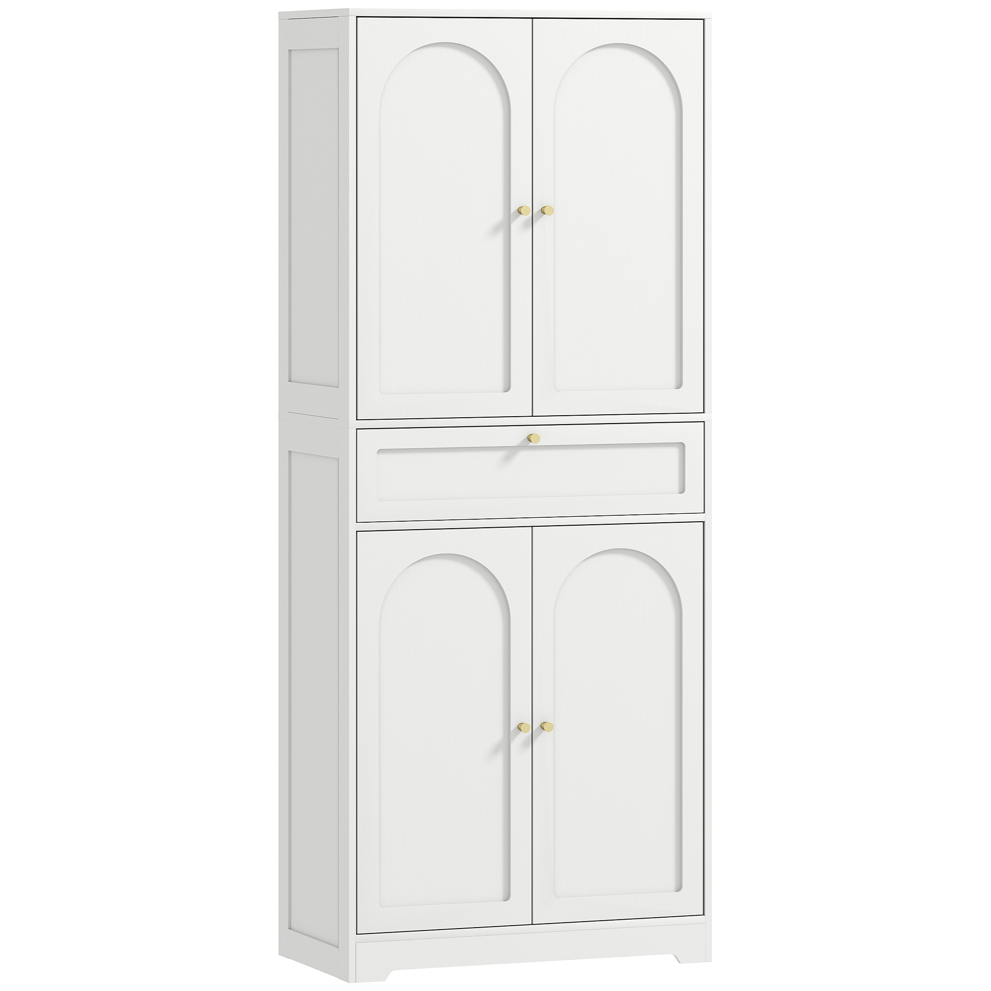 Modern Freestanding Organizer Organizer Unit with Shaker Doors and Adjustable-Height Shelves, 72.4" Tall Cooking Pantry Organizer Unit, White 1