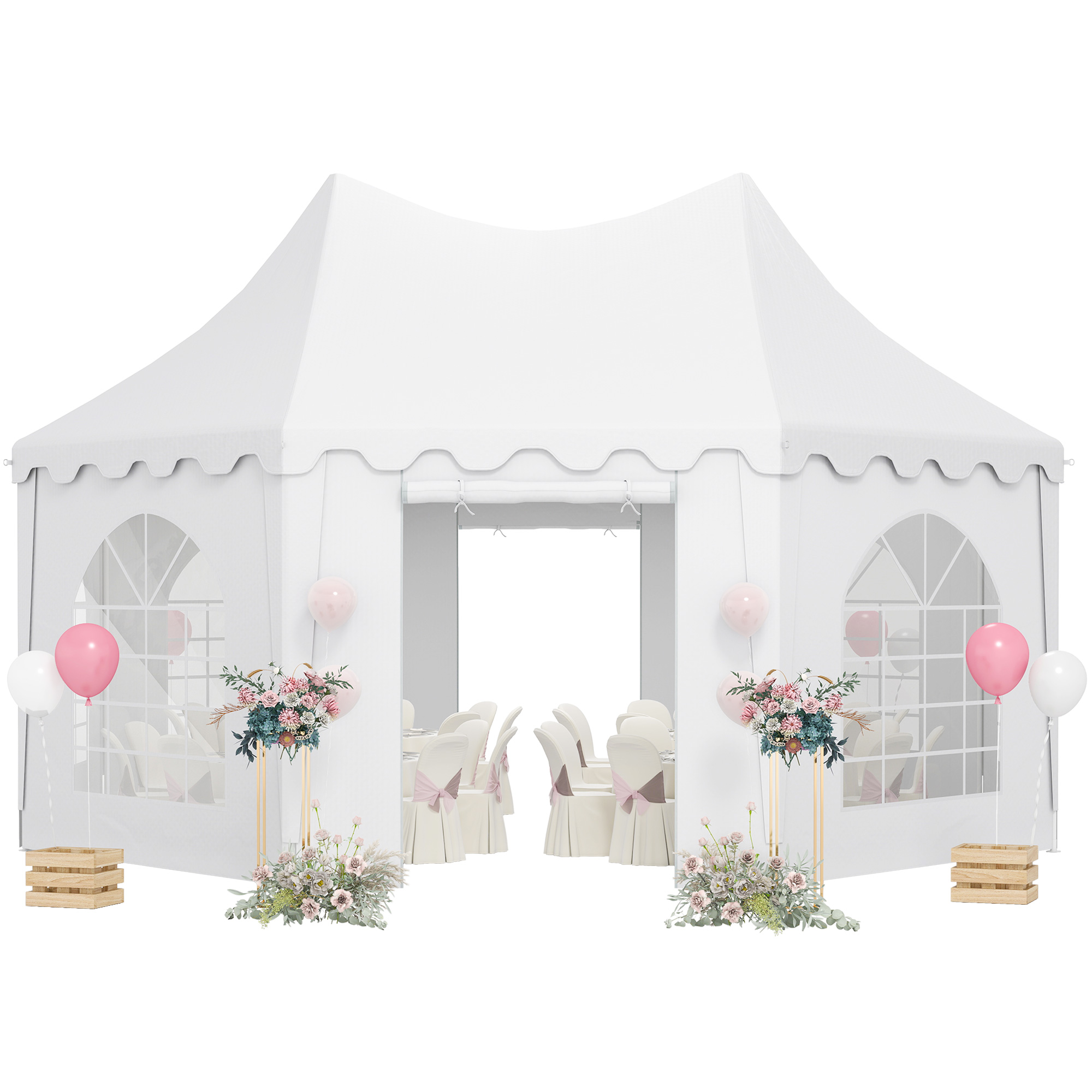 Outsunny 22.3' x 16.4' Large Party Tent Canopy Shelter with
