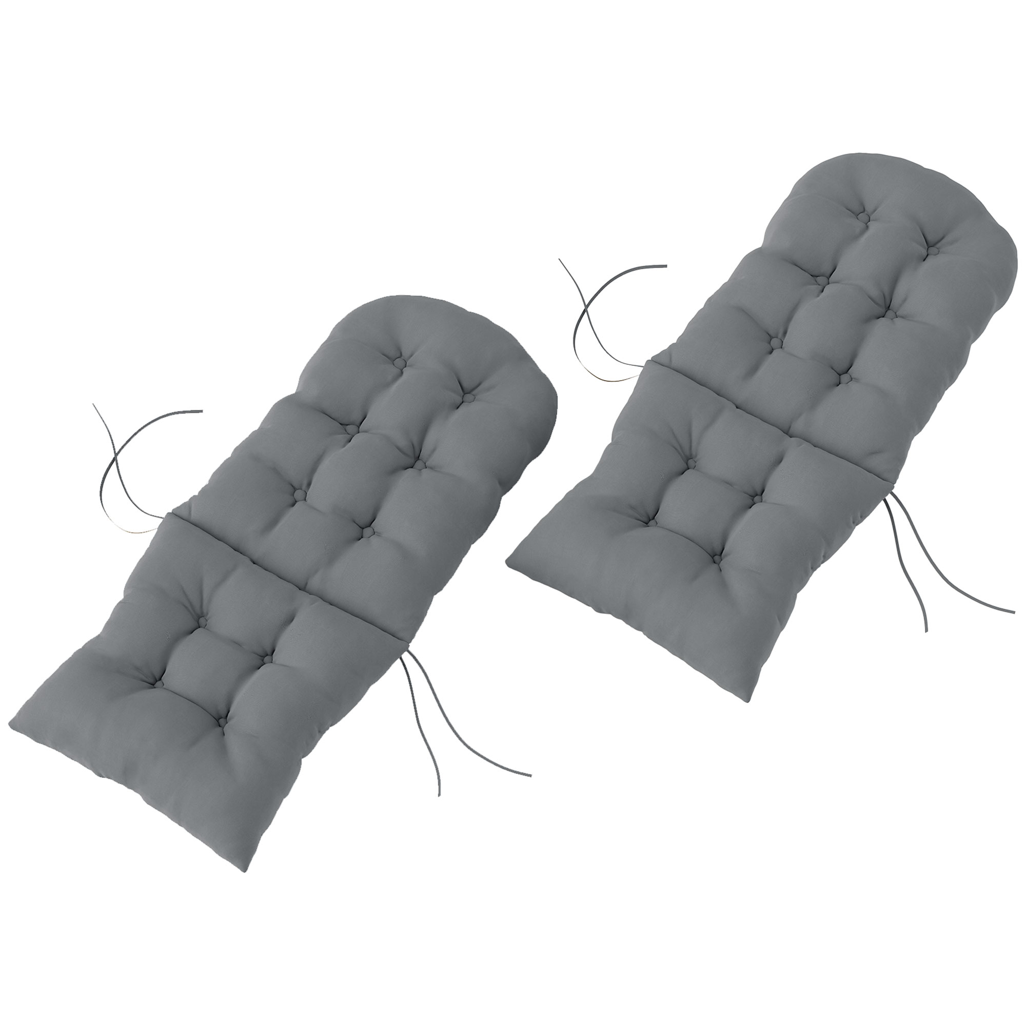 Outsunny Adirondack Chair Cushions Set of 2, Tufted High Back Patio Non-Slip Cushions for Adirondack Chairs, Gray