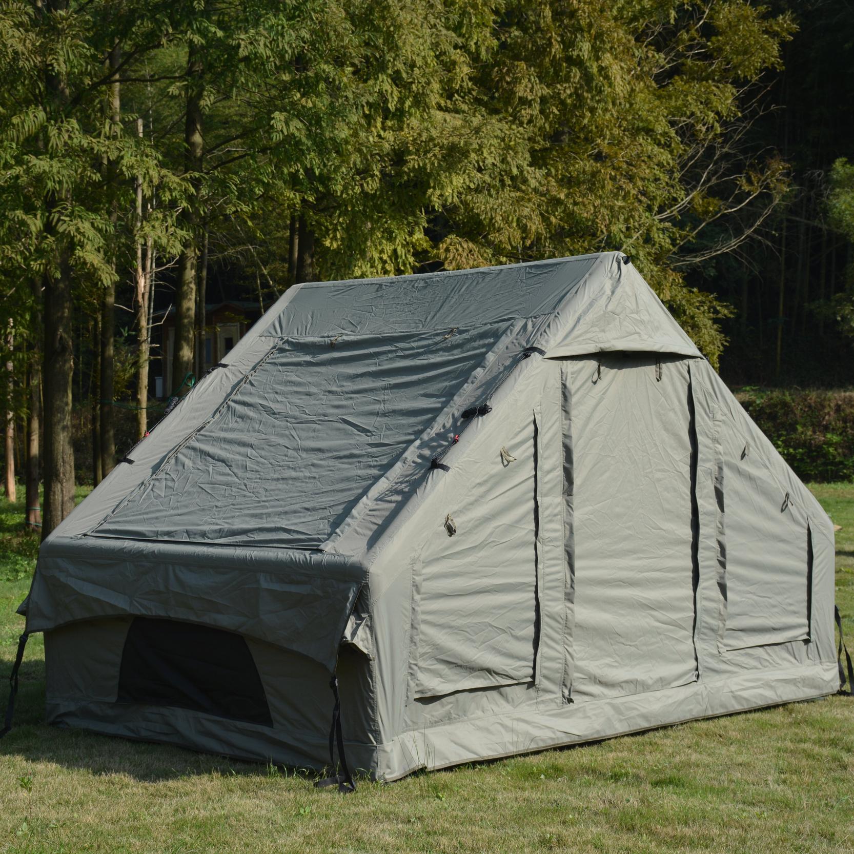 Inflatable Camping Tent with Stove Jack, Army Green | Aosom.com