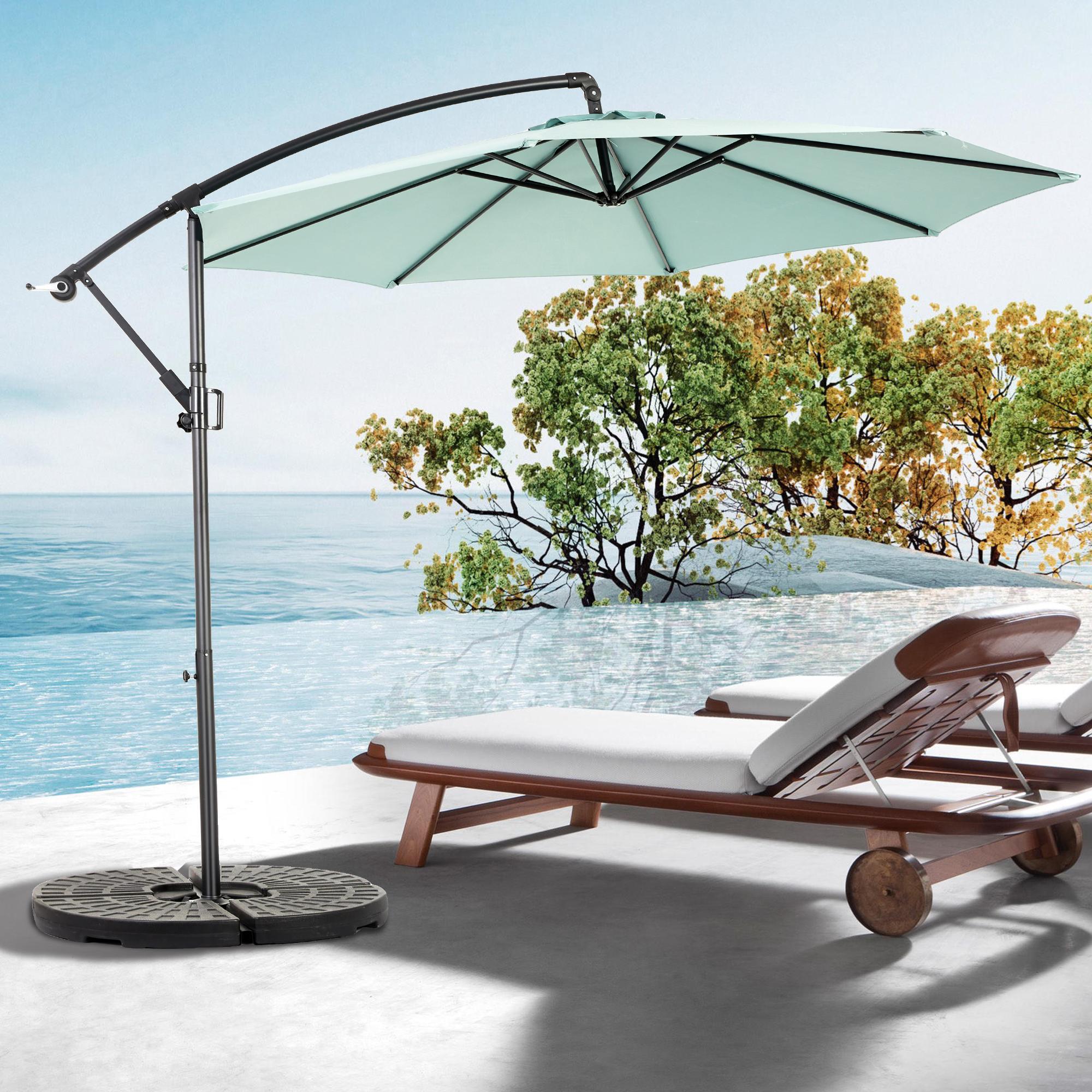 10ft Offset Hanging Market Patio Umbrella with Polyester Shade, 8 Steel Ribs, Easy to Adjust, 116" L x 116" W x 98.5" H, Light Green| Aosom.com