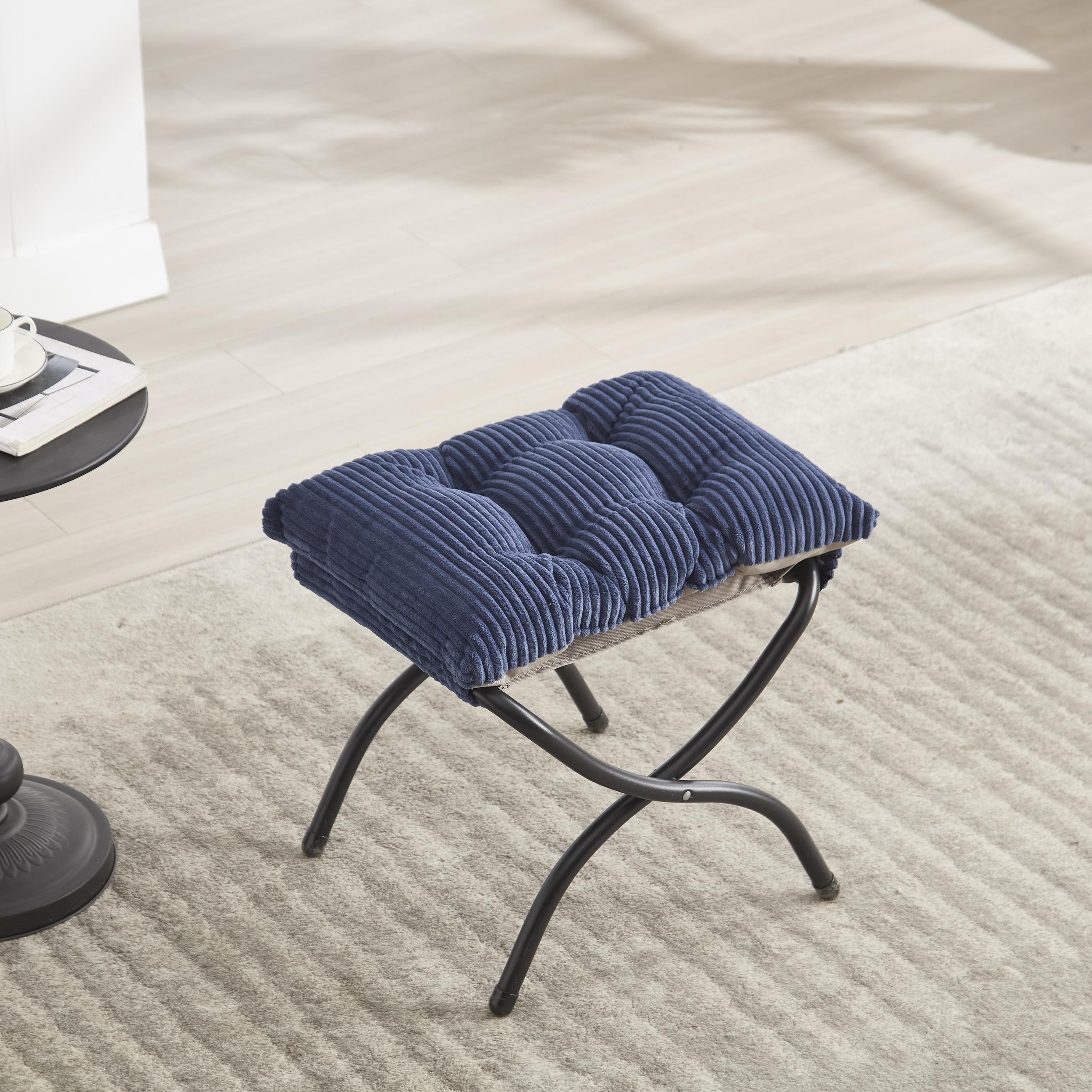 【tom】オットマン Modern Lazy Chair with Ottoman, Navy Blue | Aosom.com