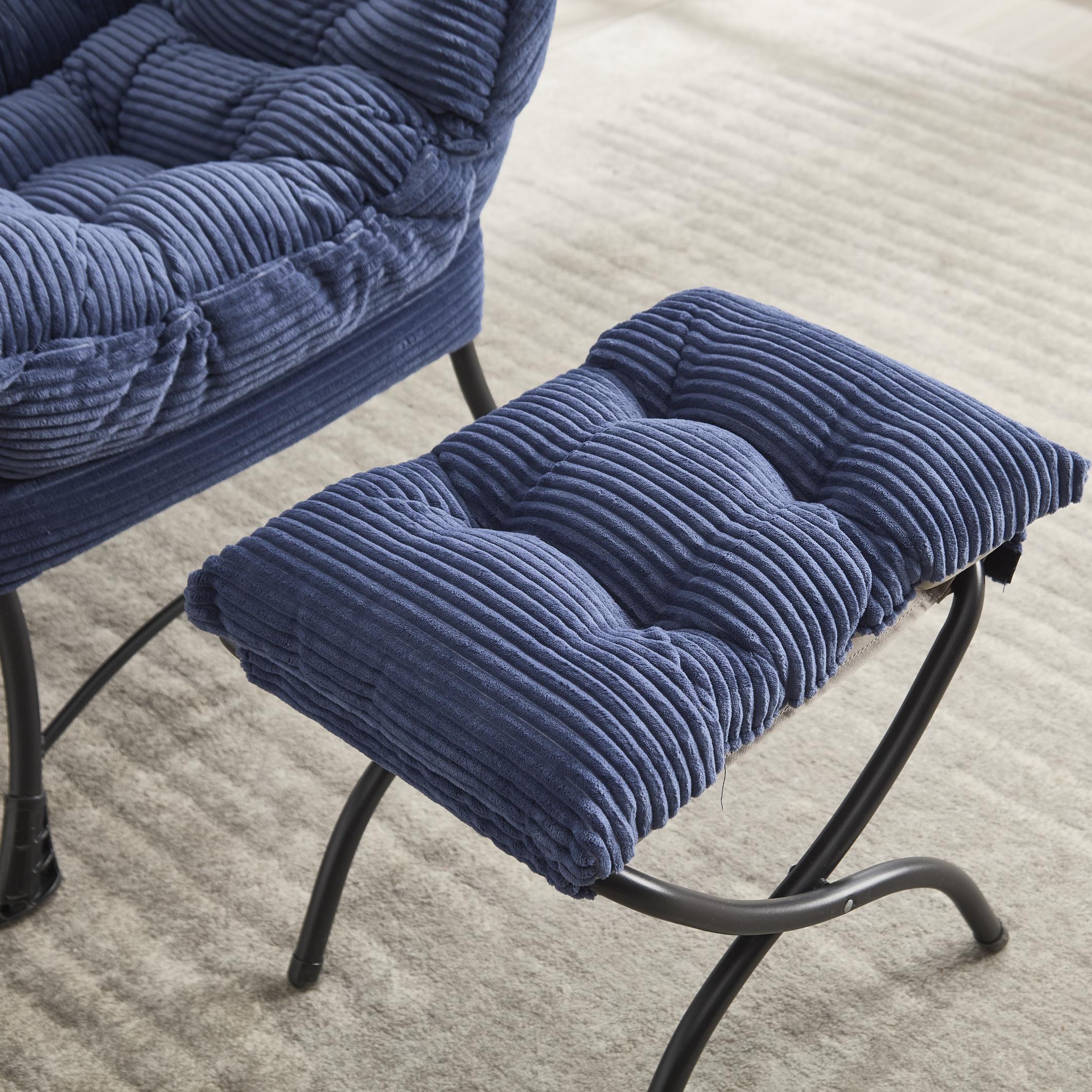 【tom】オットマン Modern Lazy Chair with Ottoman, Navy Blue | Aosom.com