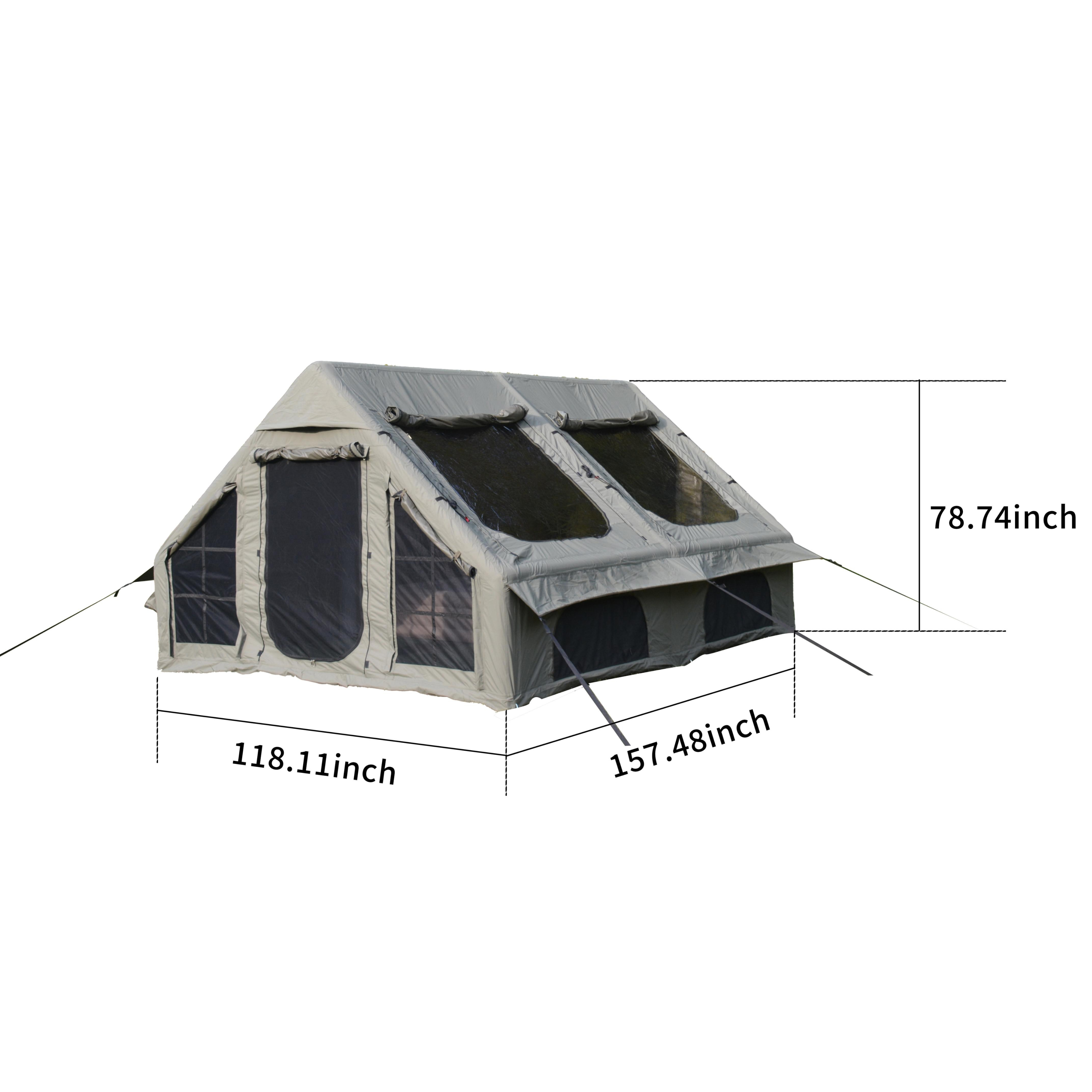 Inflatable Camping Tent with Stove Jack, Army Green | Aosom.com