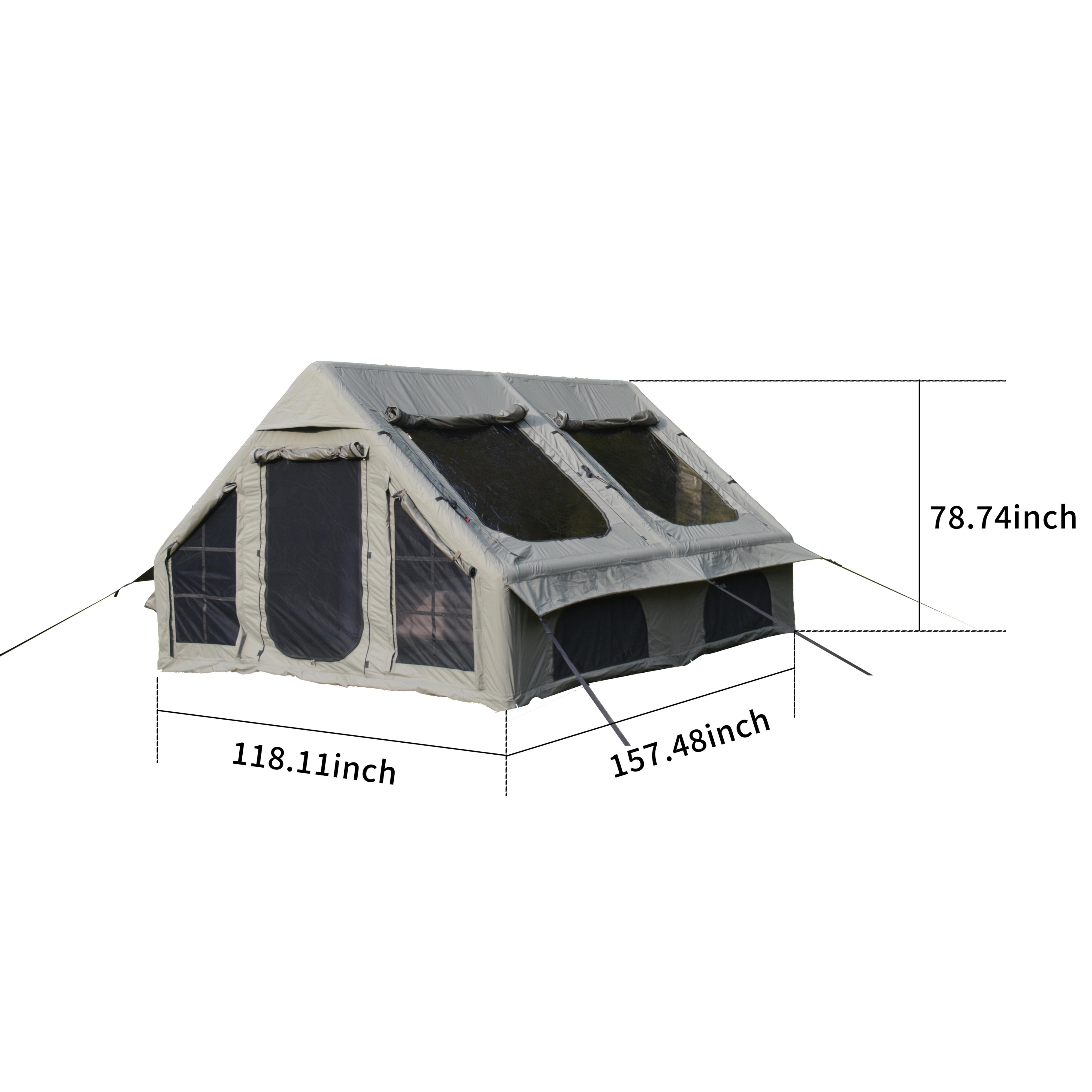 Inflatable Camping Tent with Hand Pump, Army Green | Aosom.com