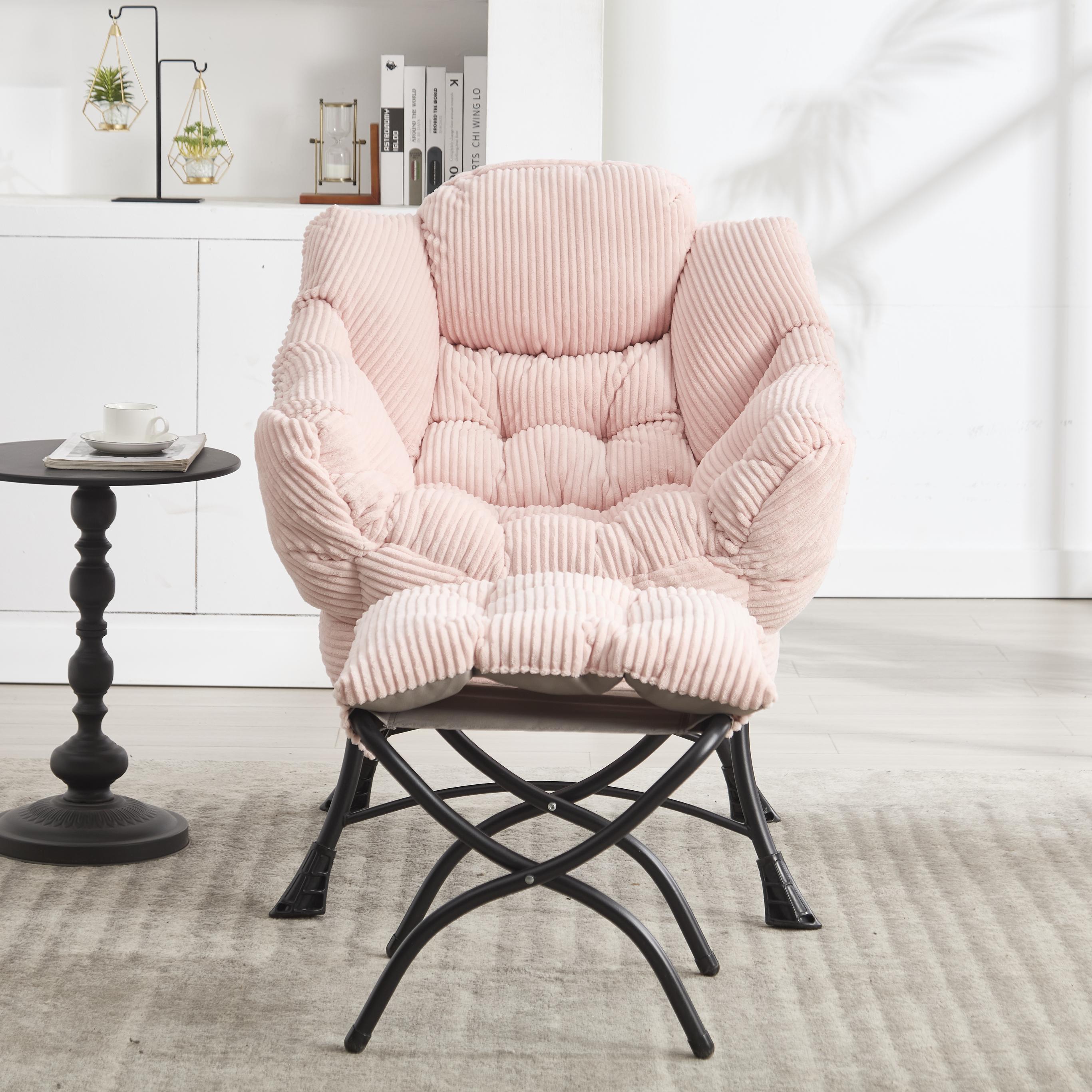 Ergonomic Lazy Chair with Ottoman, Pink | Aosom.com
