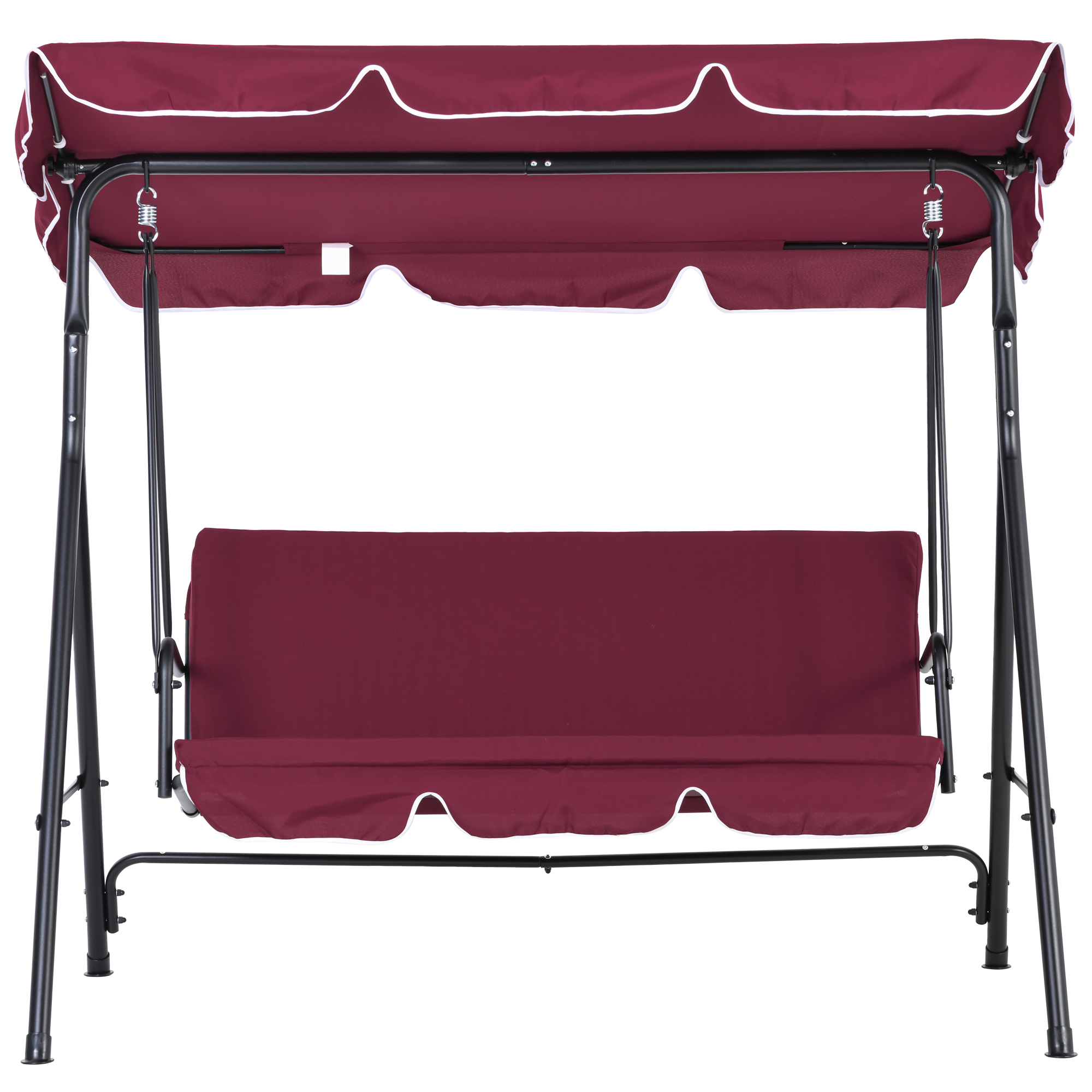 Outsunny Outdoor Patio Swing Chair with Adjustable Tilt Canopy and Removable Cushion, Red