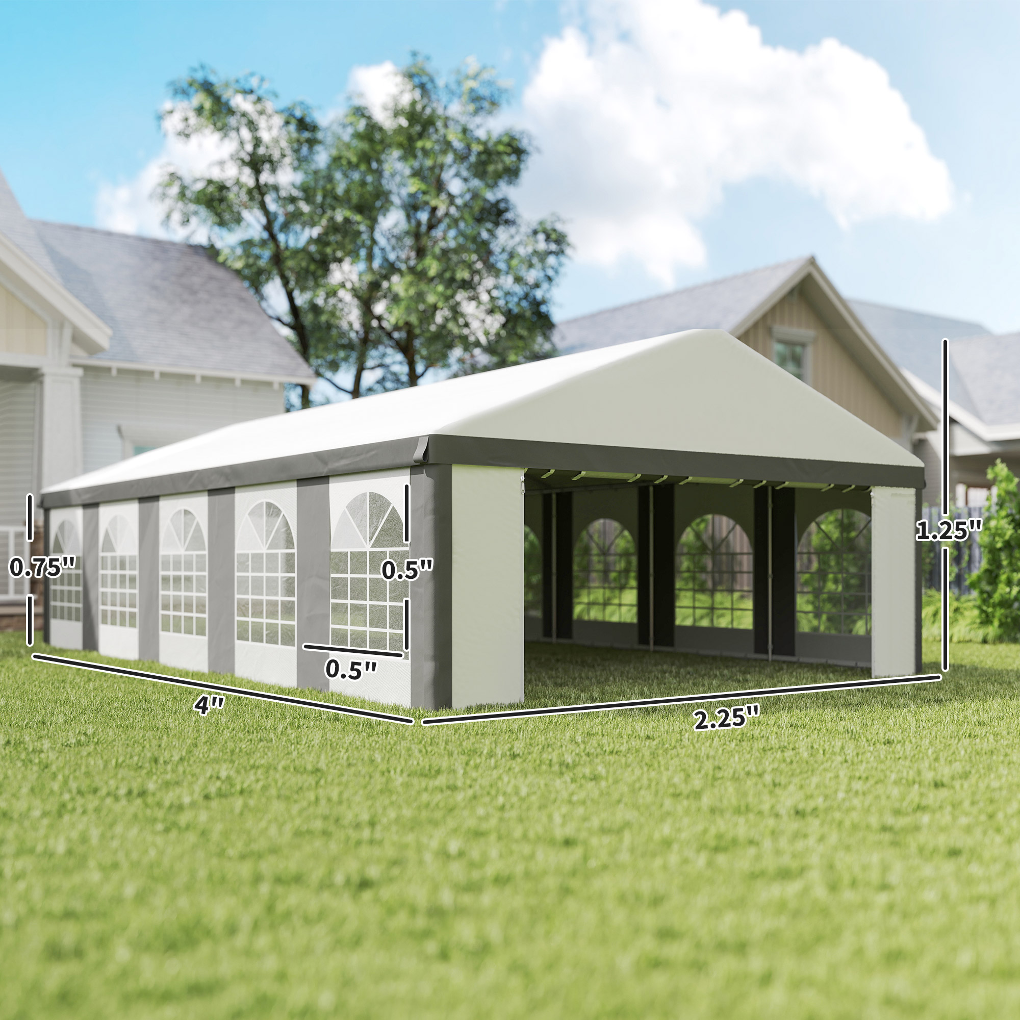 Outsunny 20x33 Party Tent for Weddings, White & Gray | Aosom.com