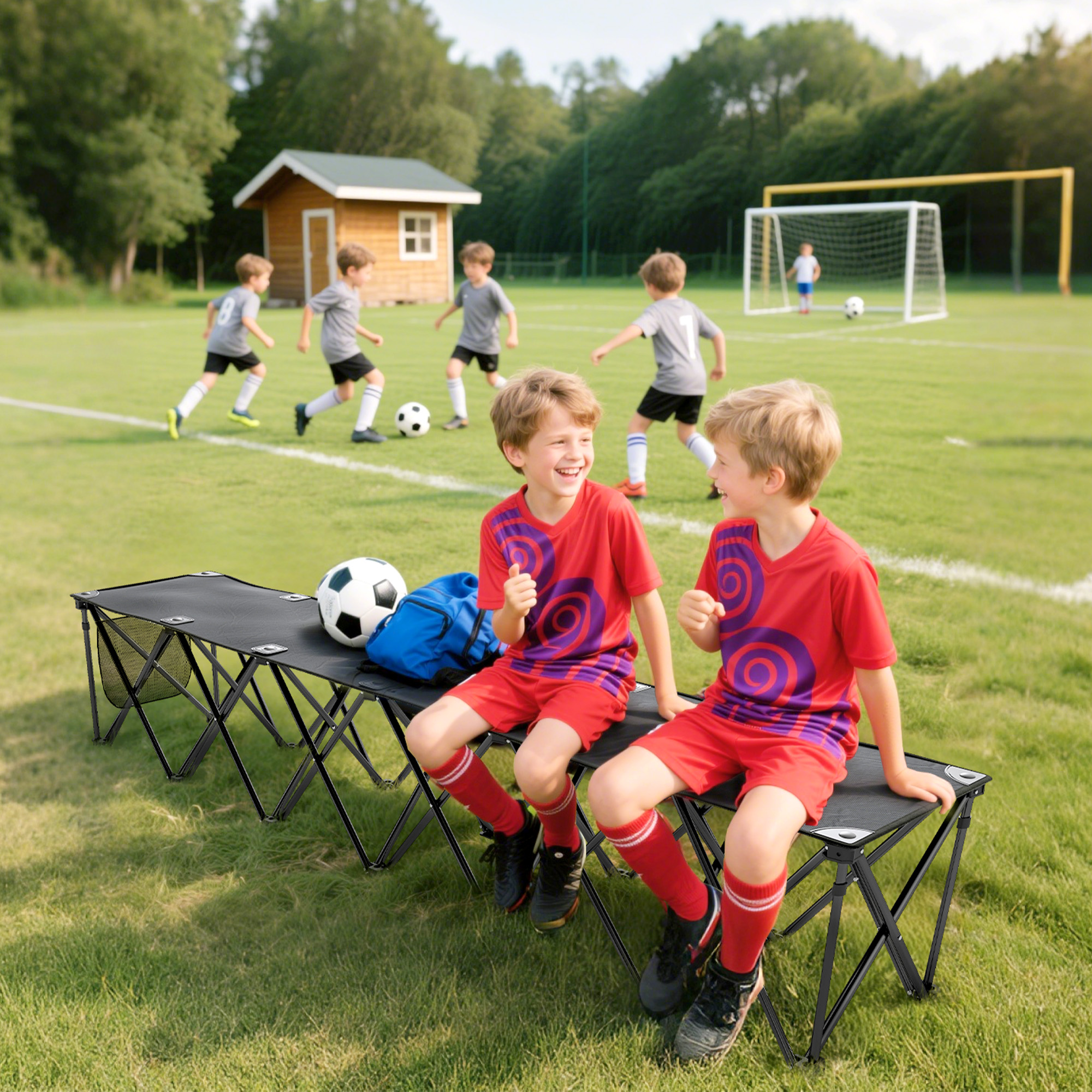 Outsunny Portable 6-Seater Folding Camping Chair, Team Bench Chair with Carry Bag for Soccer Football Team, No Assembly Aosom Canada