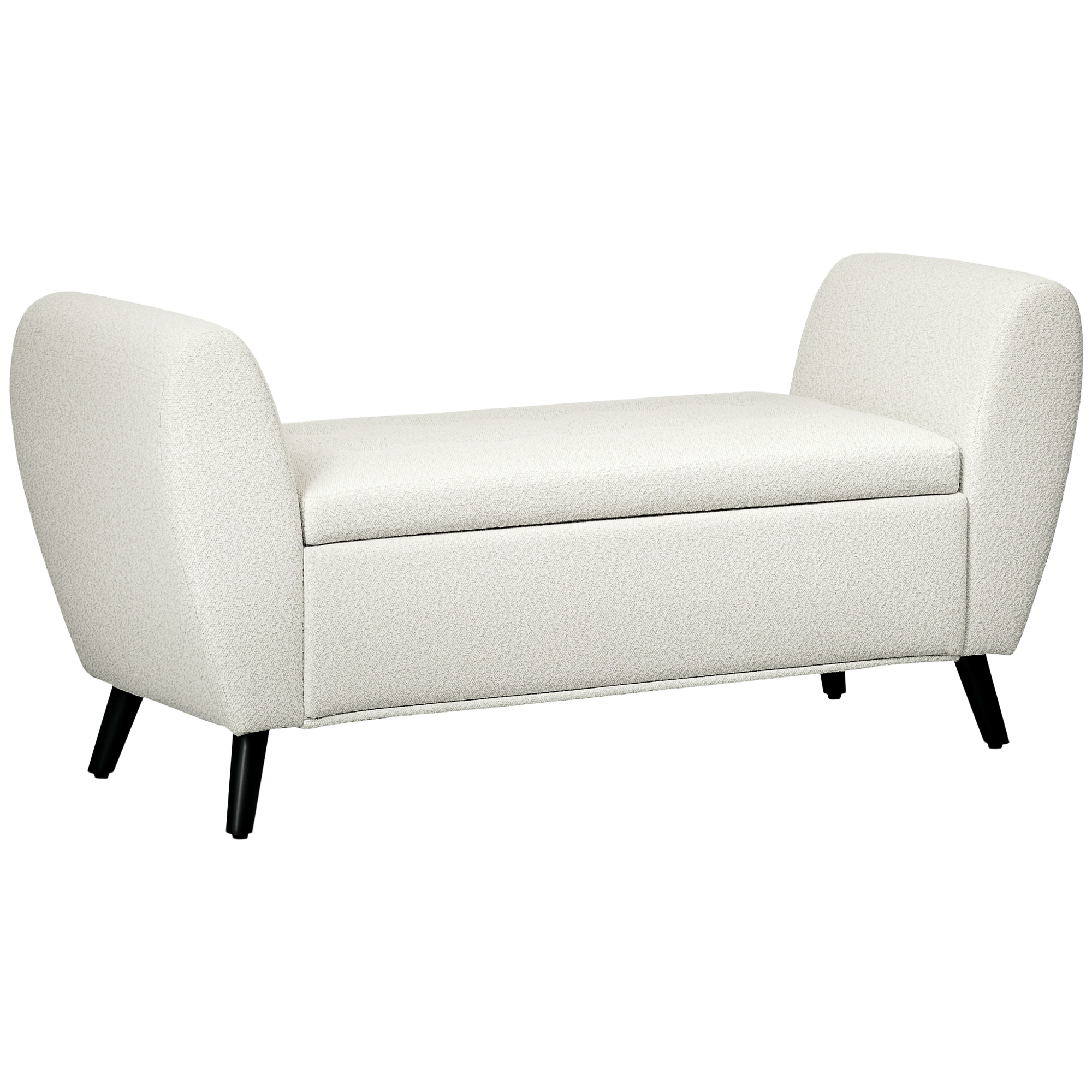 Modern Ottoman Seating Bench for Bedroom, Upholstered Organizer Seating Bench with Arms, Entryway, and Living Room, Cream White 1
