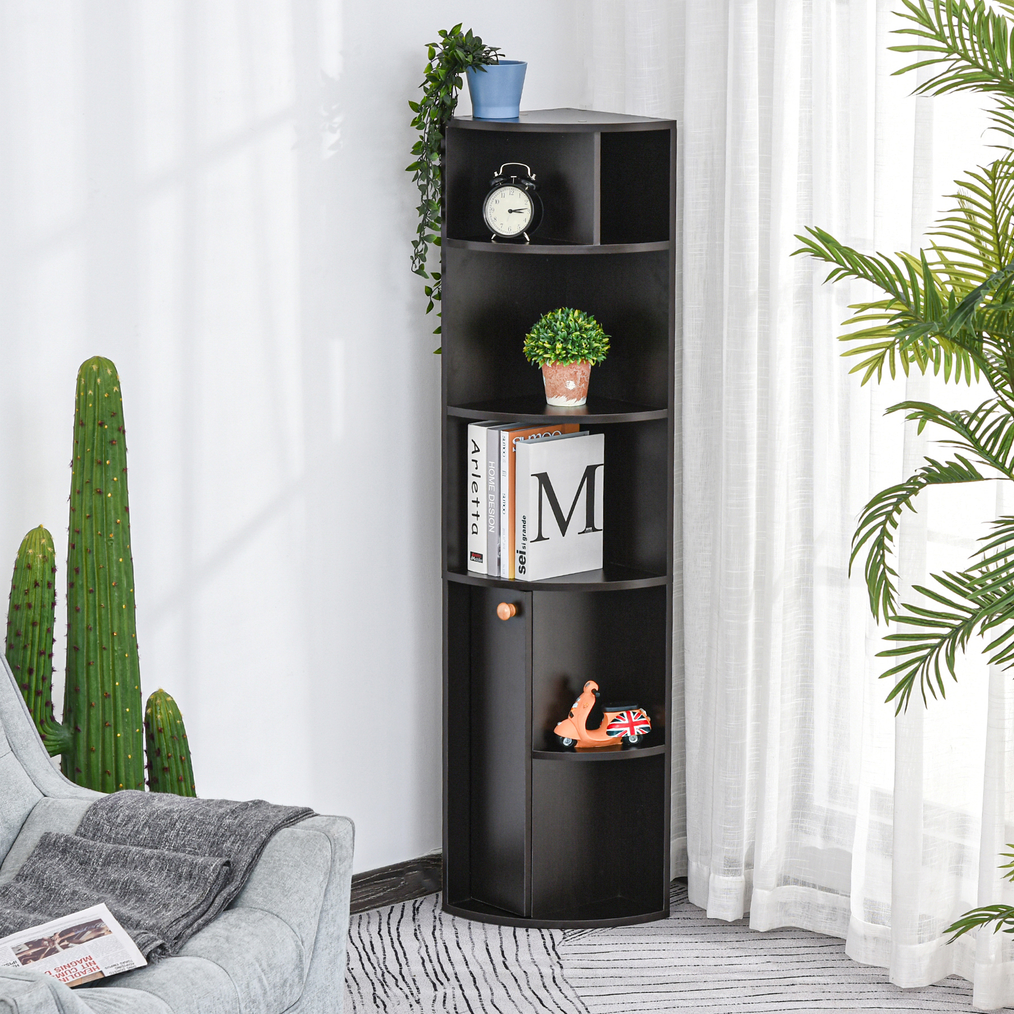 HOMCOM Spacious Storage Solution: 5-Tier Open Shelves Bookcase Cabinet, Floor Standing Home Office Organizer in Black Aosom Canada