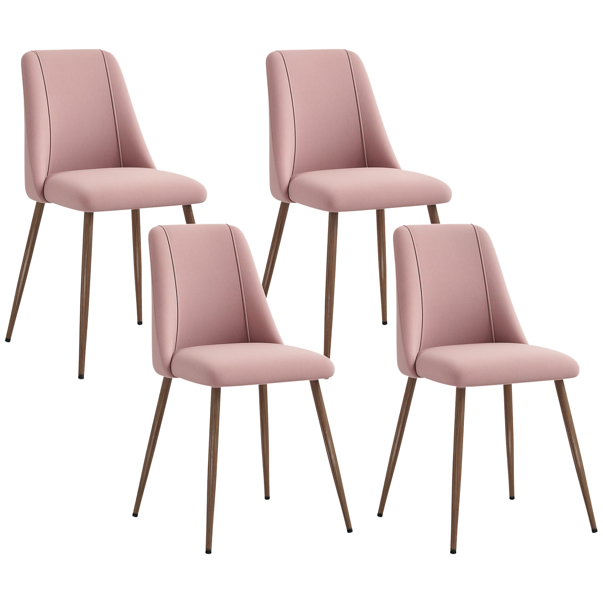 HOMCOM Upholstered Dining Chairs Set of 4, Velvet Accent