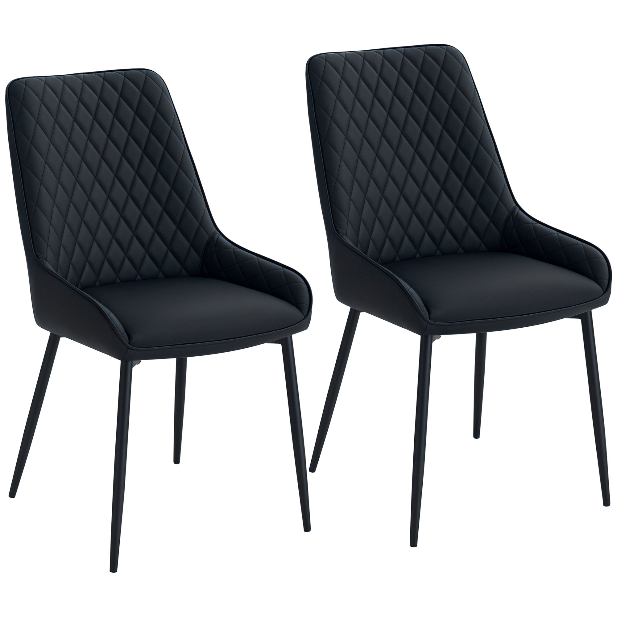 HOMCOM 2 Piece Mid Century Modern Dining Chair PU Leather Metal