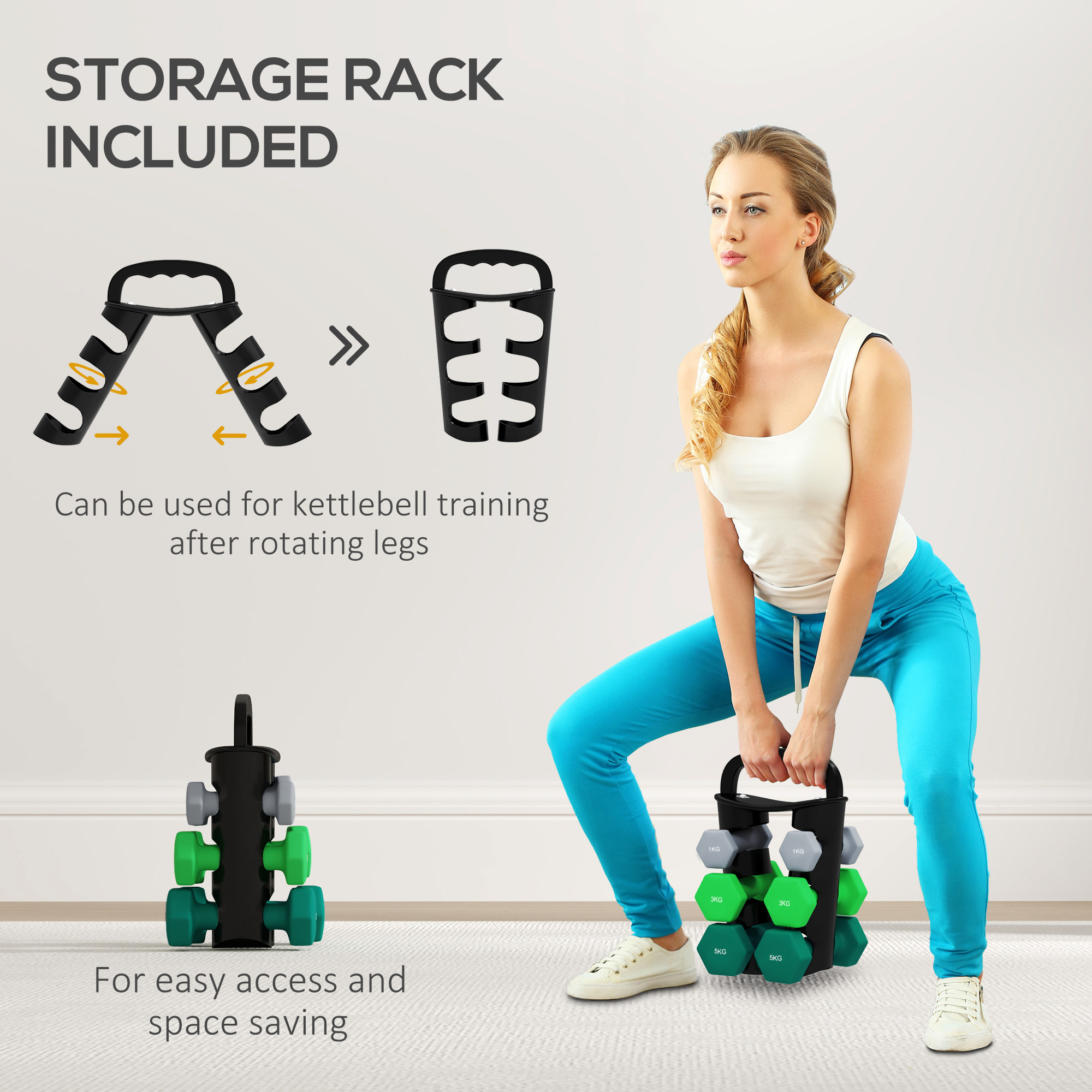 Soozier 40 LBS Hex Dumbbell Set with Vertical Rack