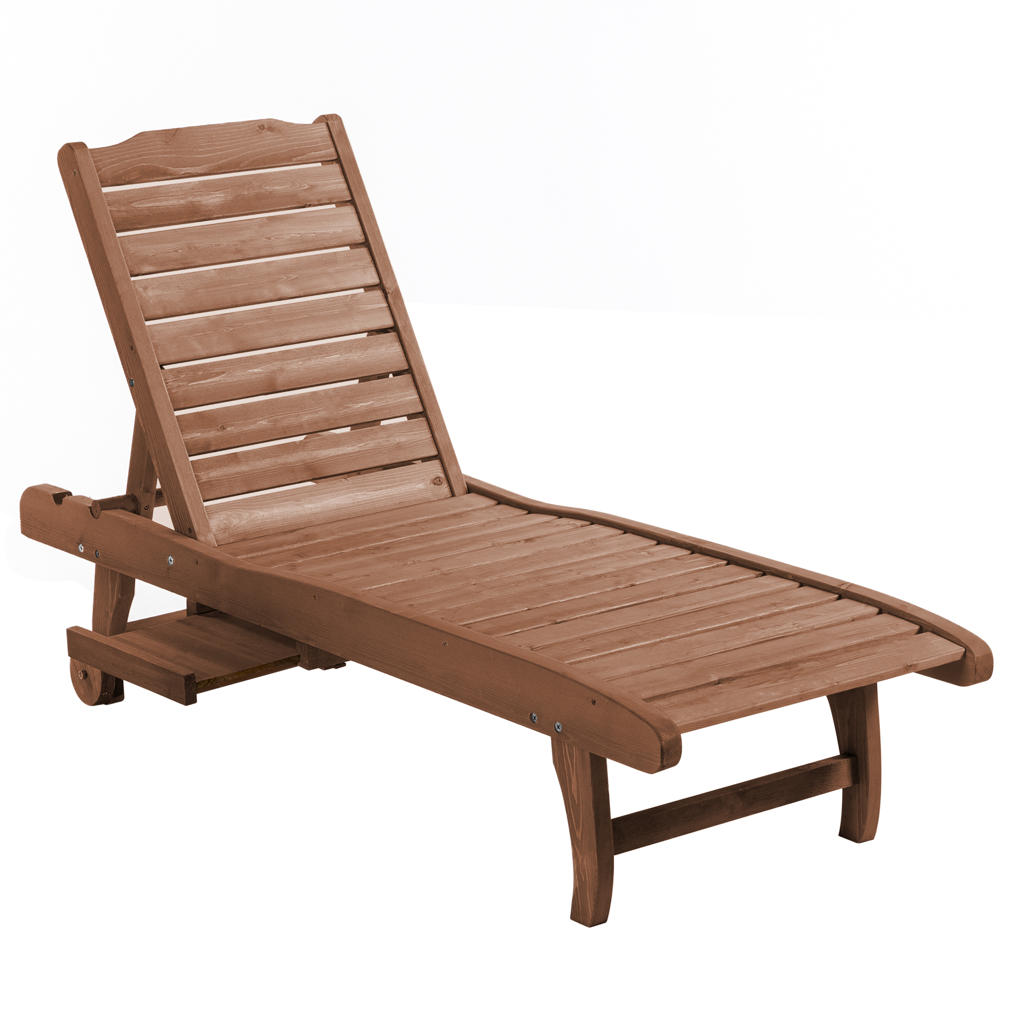 Outsunny Wooden Chaise Lounge Outdoor Patio Furniture Adjustable w