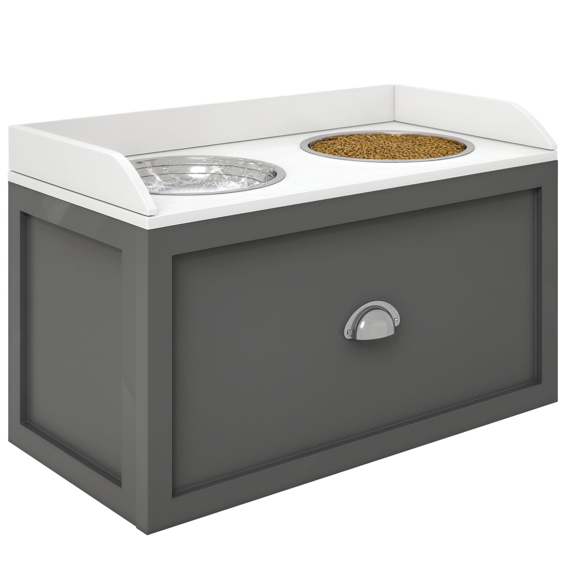 PawHut Large Elevated Dog Bowls with Storage Drawer