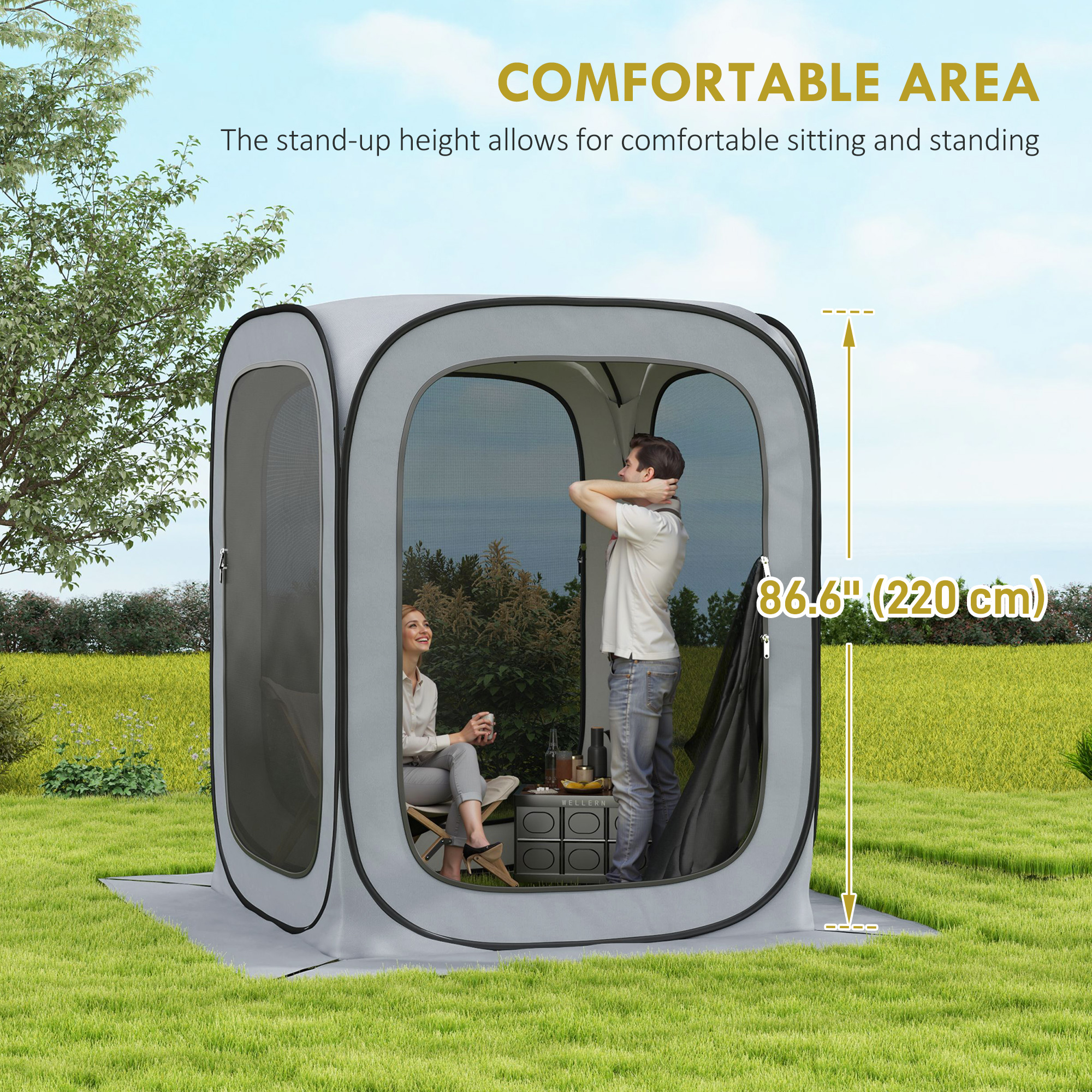 Outsunny 6 x 6ft Pop Up Screen Tent, UPF50+ Portable Camping