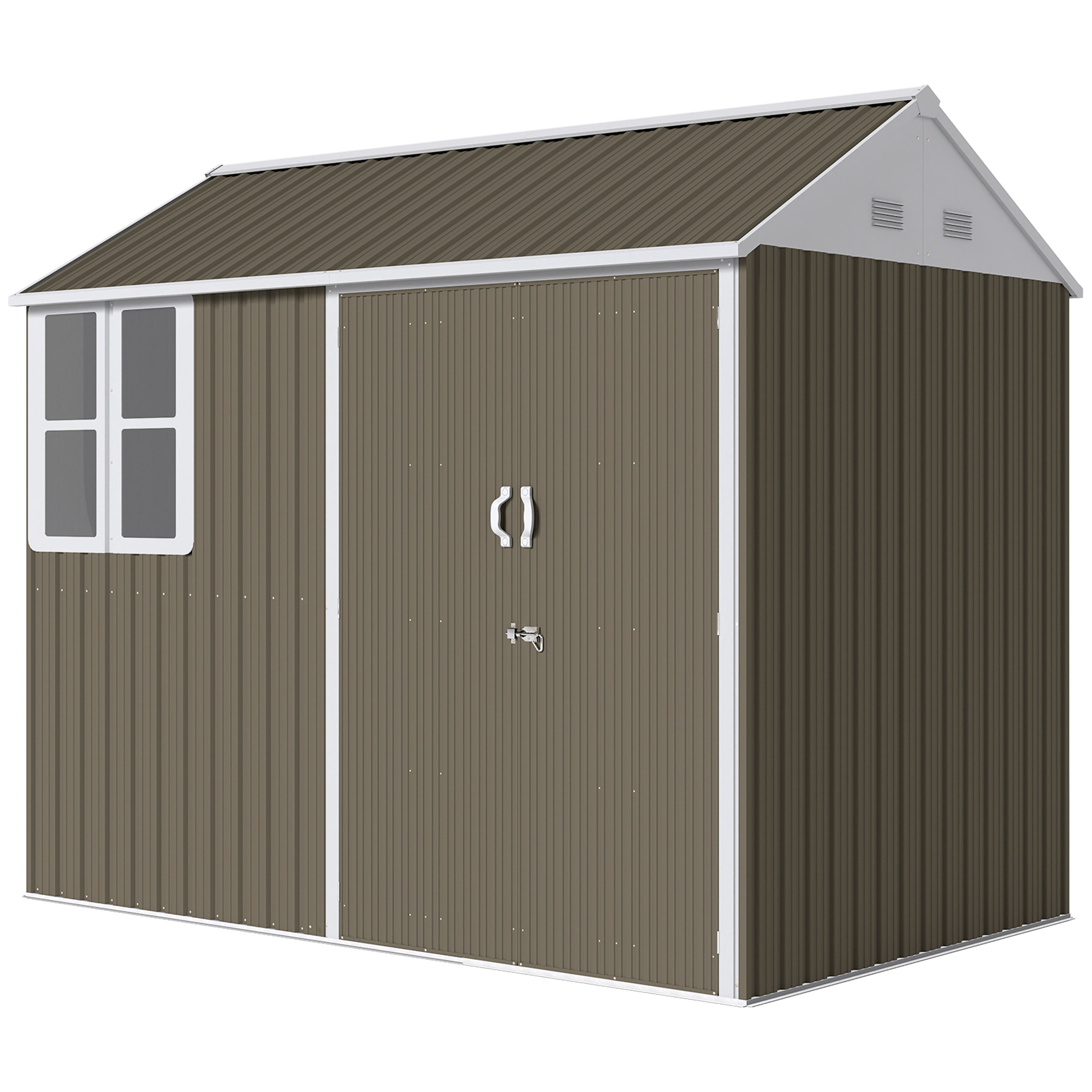 【国産】 Outsunny 8' x 6' Metal Garden Storage Shed, Outdoor Tool ミニカー