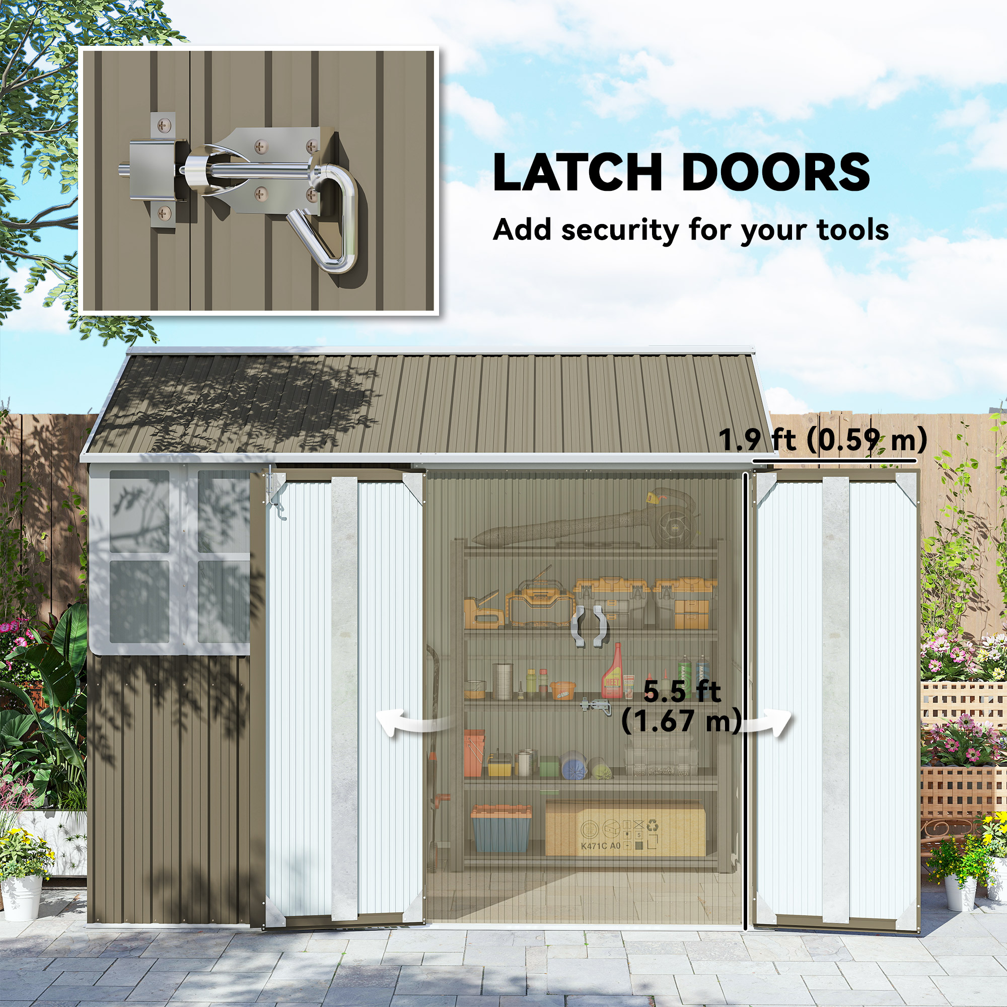 Outsunny 8' x 6' Metal Garden Storage Shed, Outdoor Tool