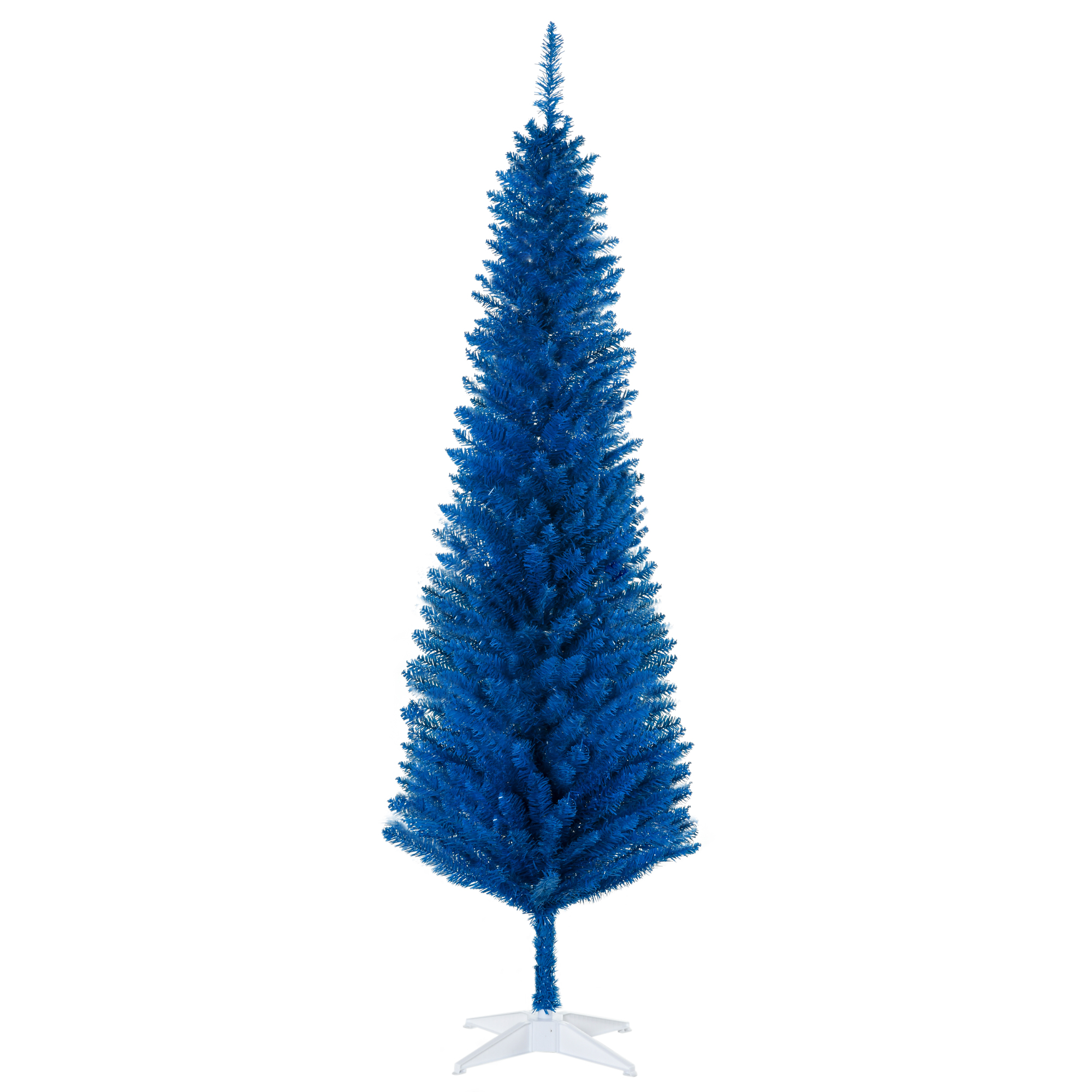 HOMCOM 6FT Decorated Christmas Tree, Pencil Christmas Tree with 390 Realistic Branch Tips and Plastic Stand, Blue