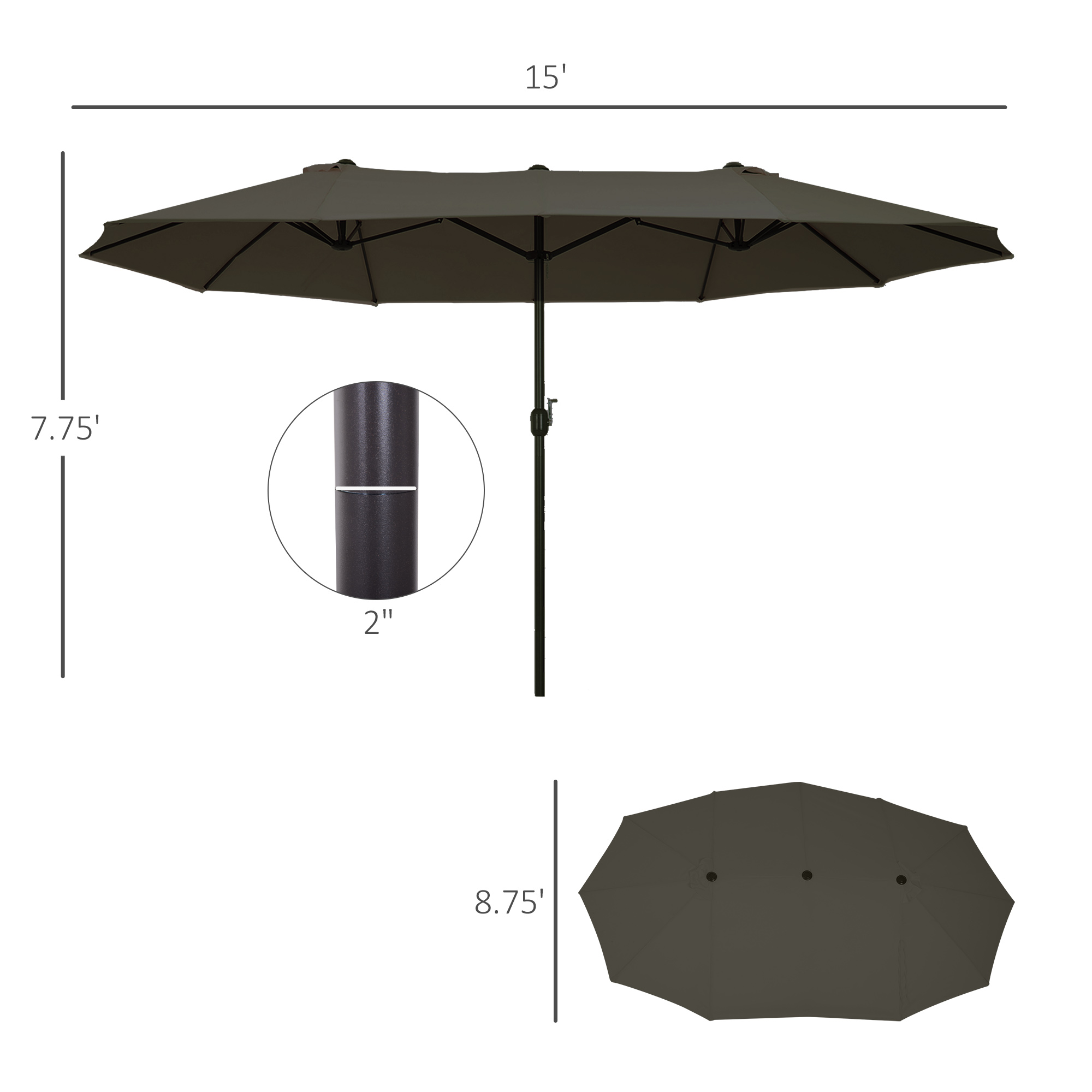 Outsunny 15ft Patio Umbrella Double-Sided Outdoor Extra