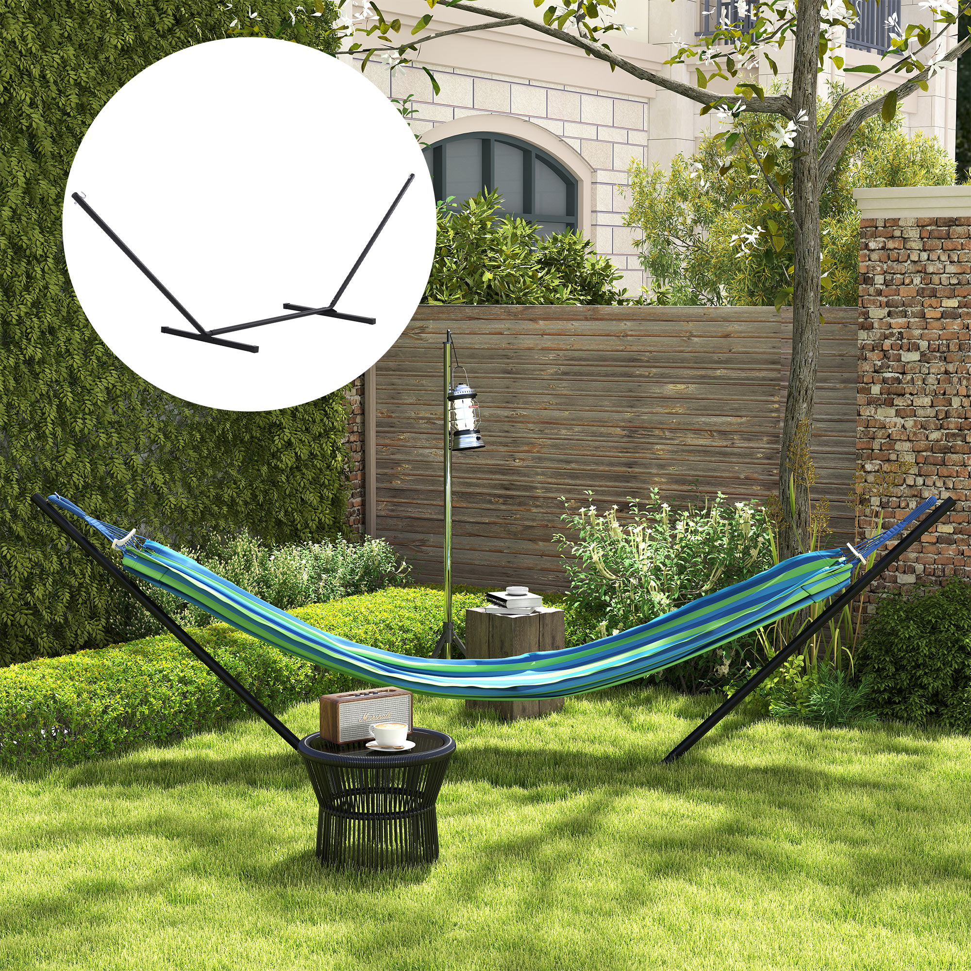 Outsunny Hammock Stand Straight Pole Simple Set Up Garden