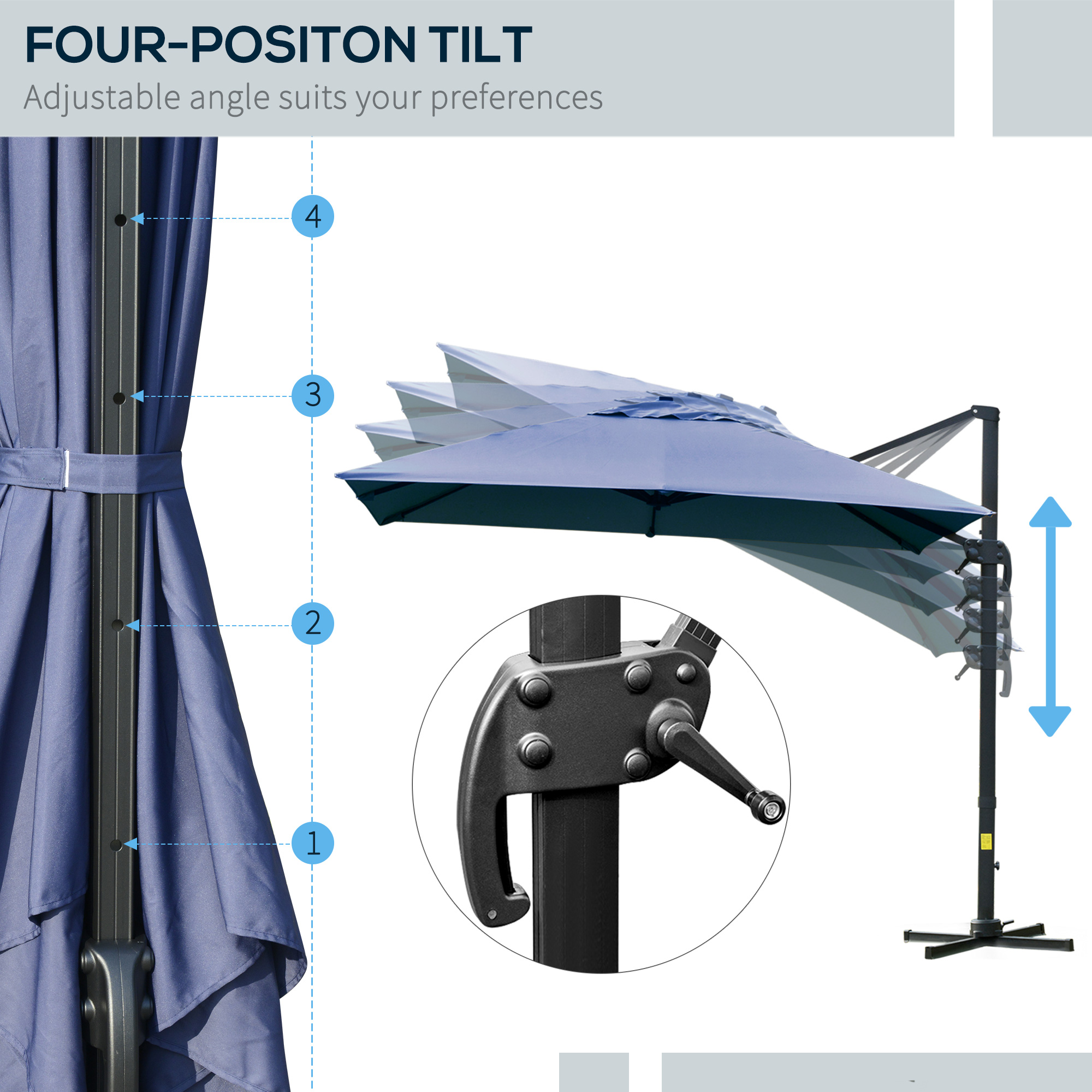 TARGET　RISING SUN4.0 Outsunny 10x10ft Cantilever Umbrella Rotatable Square Top