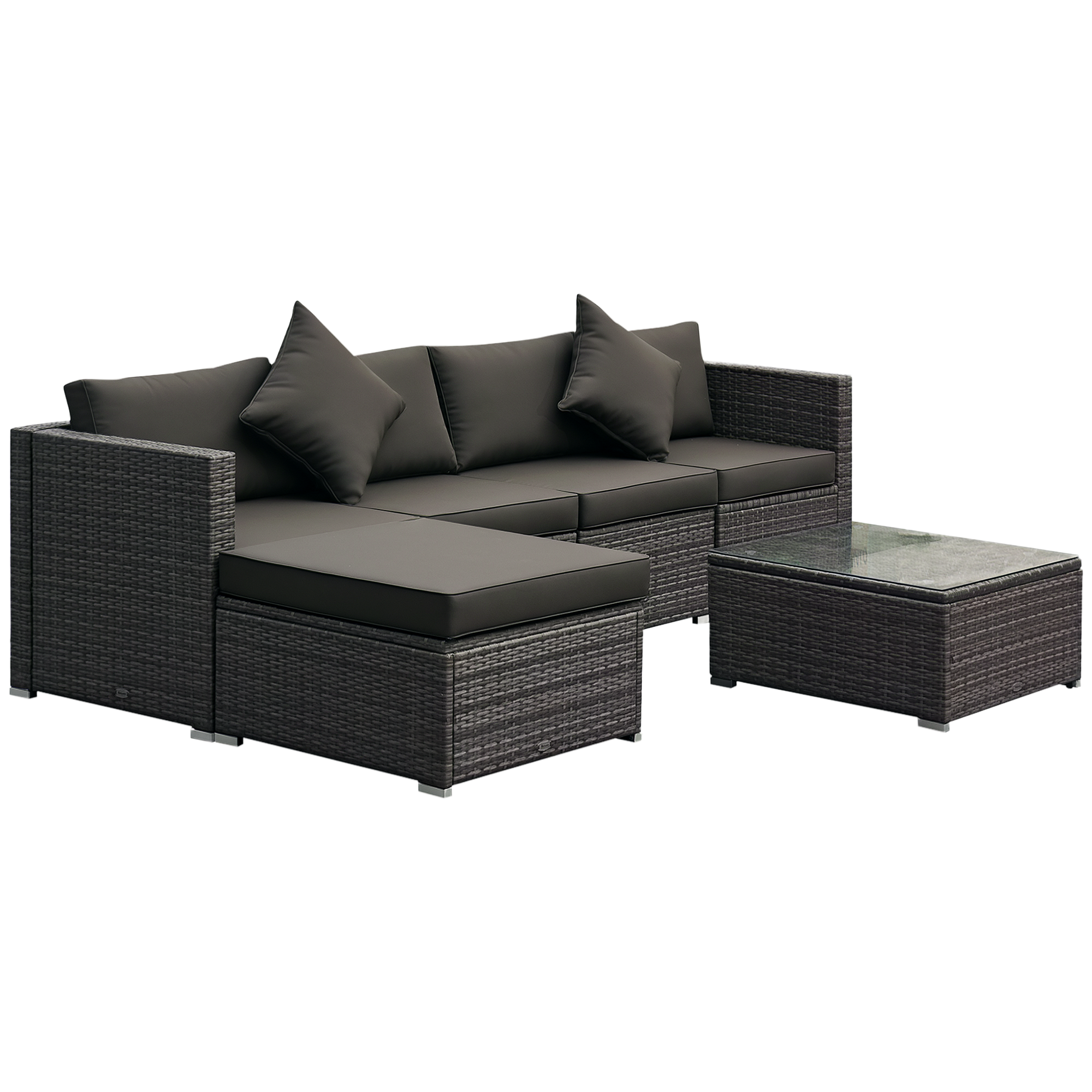 Outsunny 6 Pieces Outdoor PE Rattan Sofa Set, Sectional