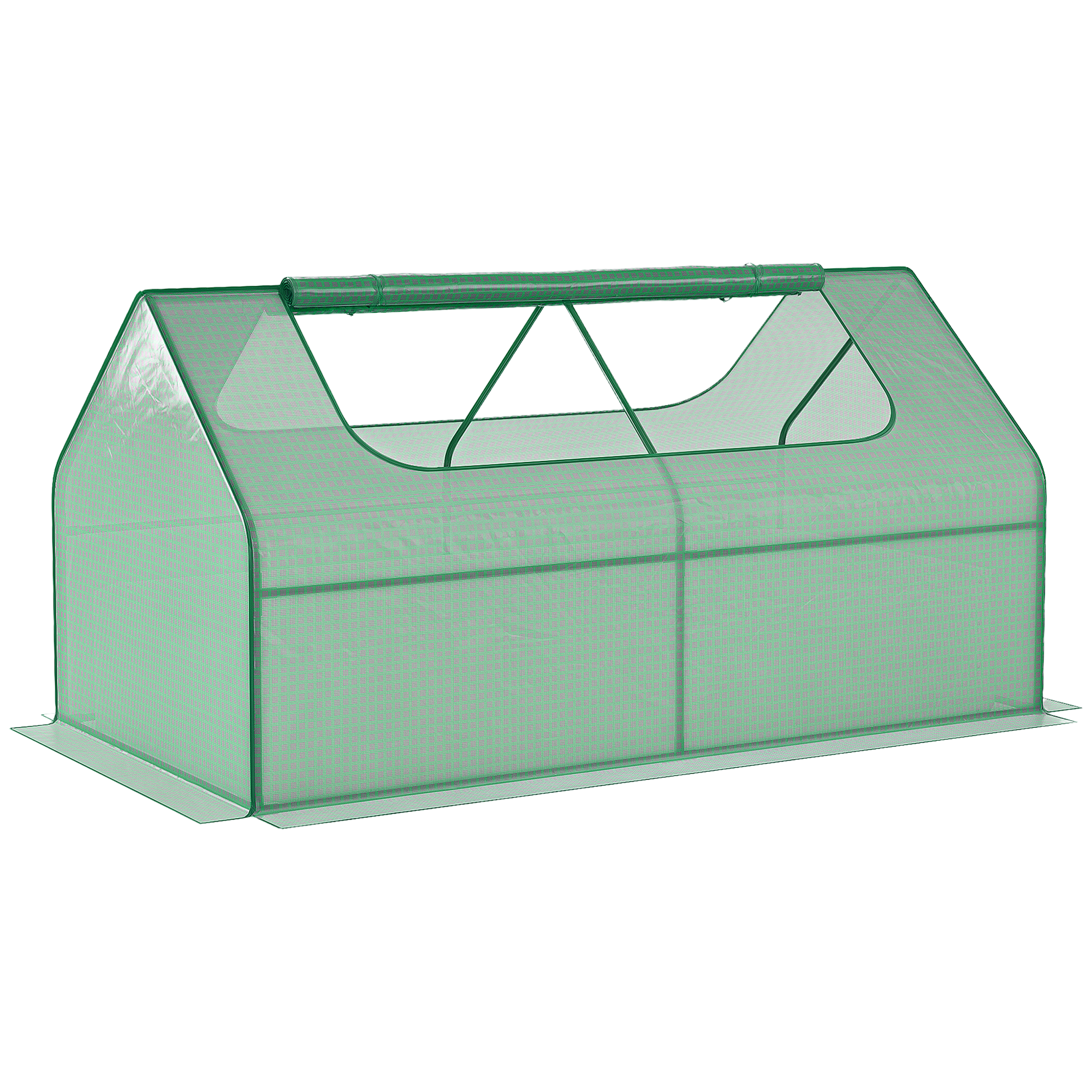 Outsunny 6 x 3 x 1ft Raised Garden Bed with Mini Greenhouse, Galvanized Raised Garden Bed with Cover for Herbs and Vegetables, Small Greenhouse for Pa