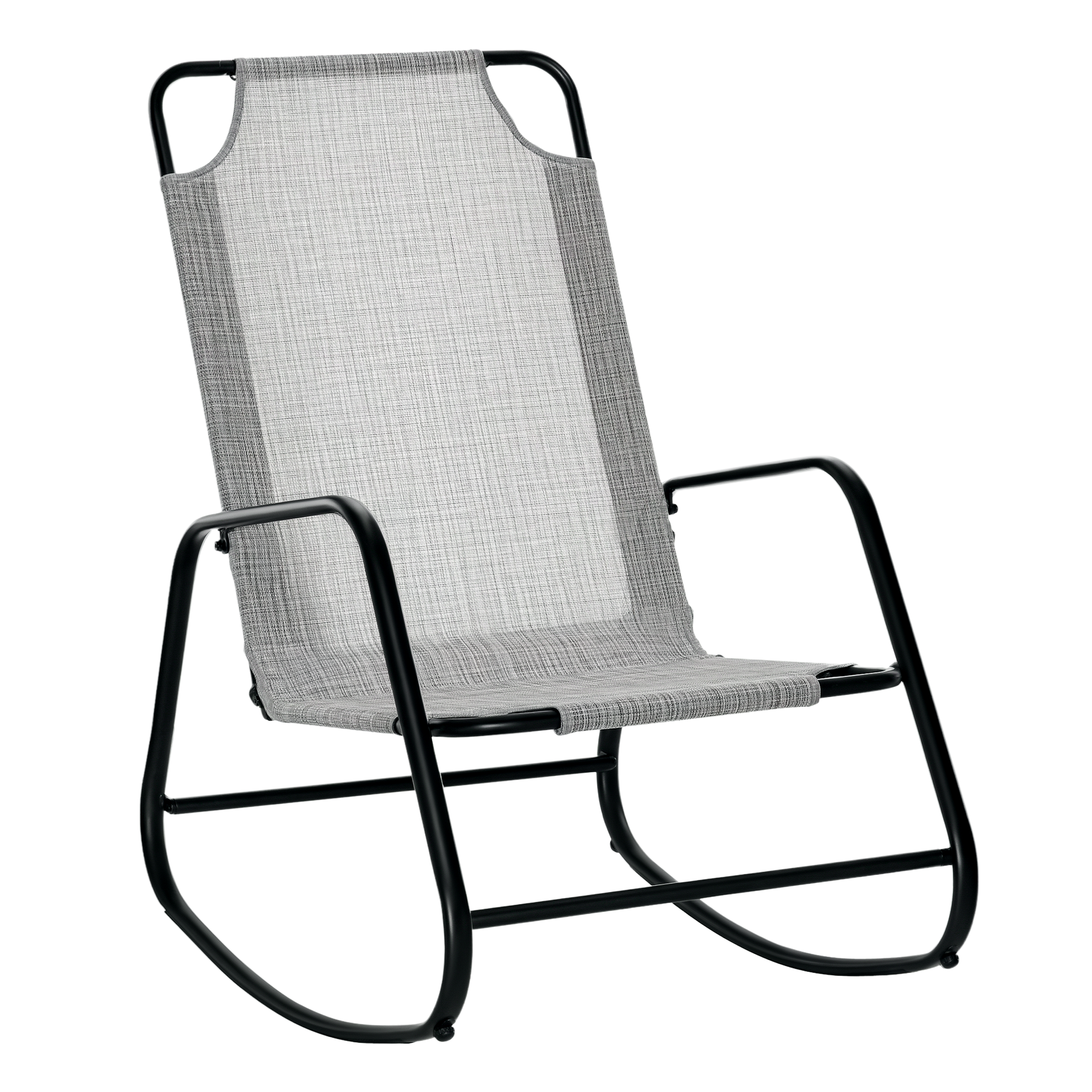 Outsunny Garden Rocking Chair, Outdoor Indoor Sling Fabric Rocker for Patio, Balcony, Porch, Gray
