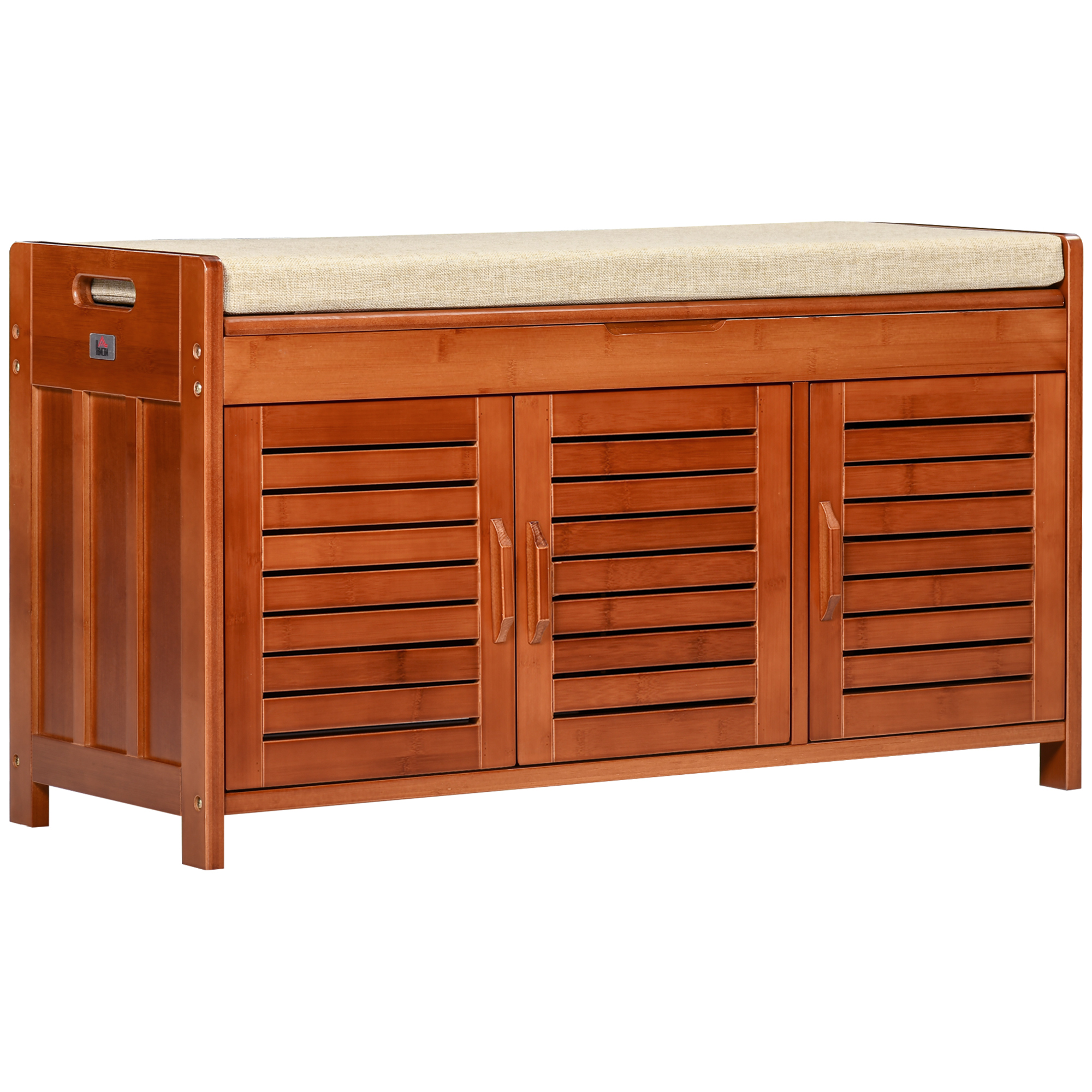 HOMCOM Shoe Bench with Storage Cabinets, Bamboo Entryway