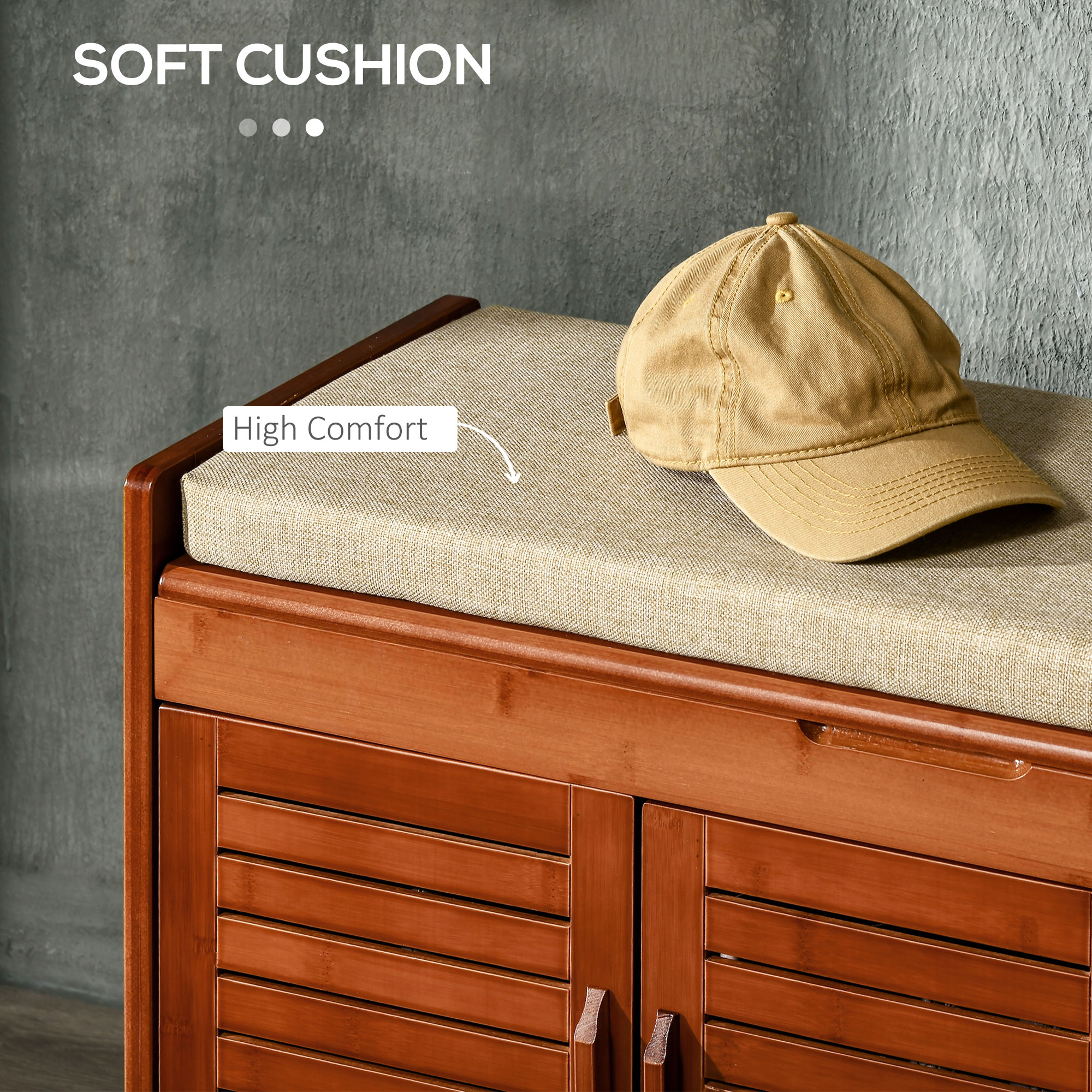 HOMCOM Shoe Bench with Storage Cabinets, Bamboo Entryway