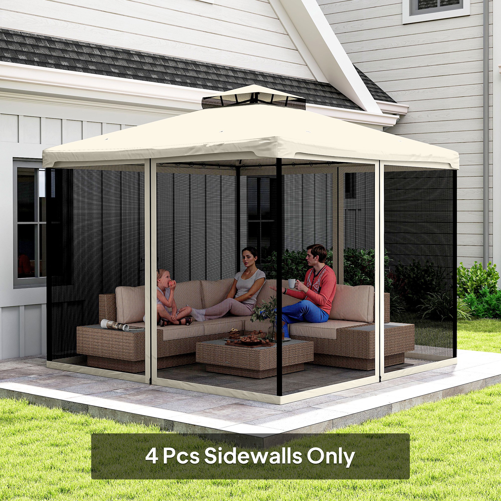 Outsunny Replacement Mosquito Netting for Gazebo 10' x 10' Black Screen Walls for Canopy w/ Zippers for Parties and Outdoor Activities Aosom Canada