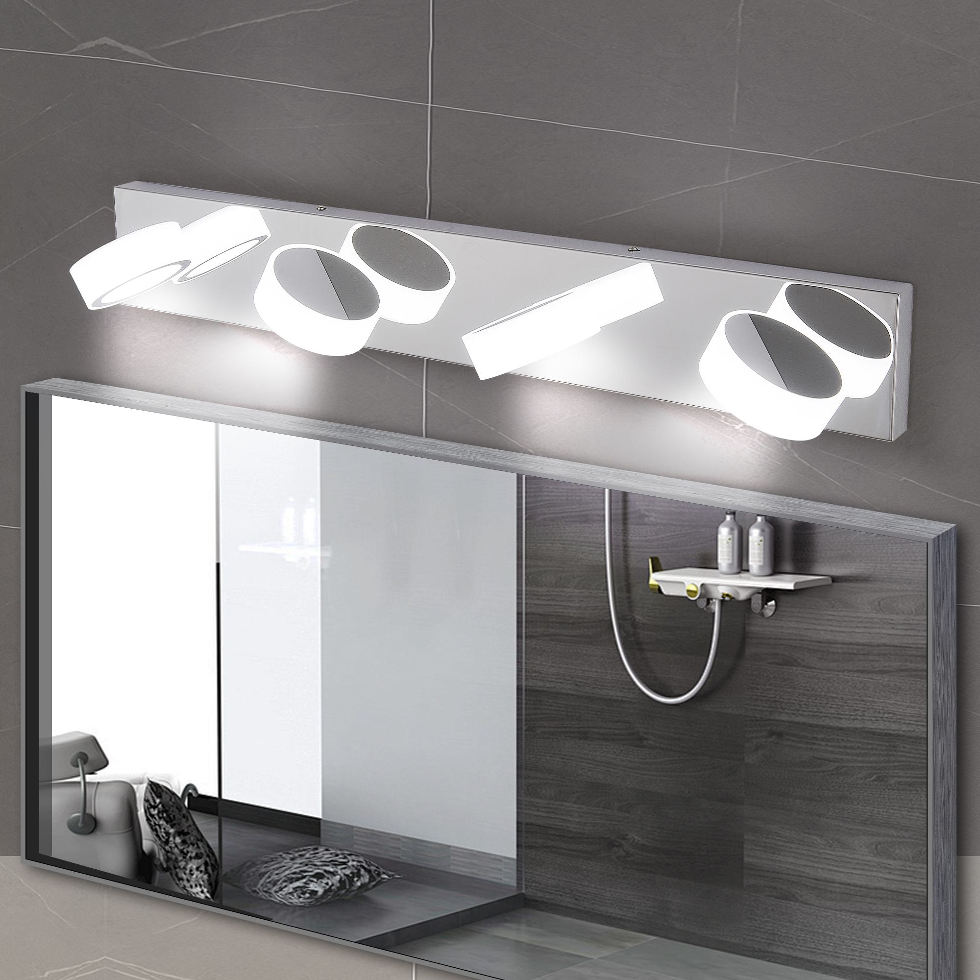 29" Modern 4-Light LED Vanity Light with Rotatable Design, Dimmable Chrome Bathroom Wall Fixture, 29" L x 5" W x 4.5" H, Chrome