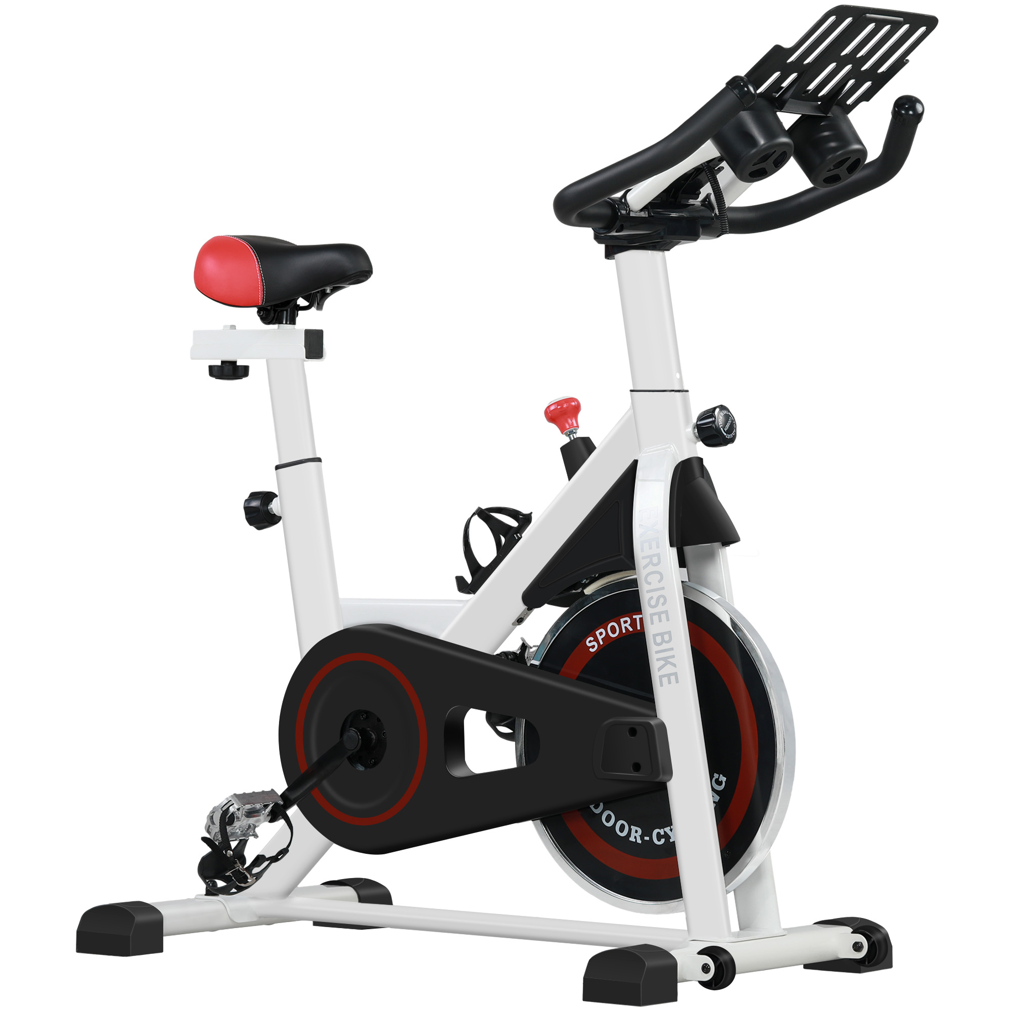 Soozier 18 lb Flywheel Indoor Stationary Bike with LCD Monitor, Adjustable  Height Resistance, Pedal Cage