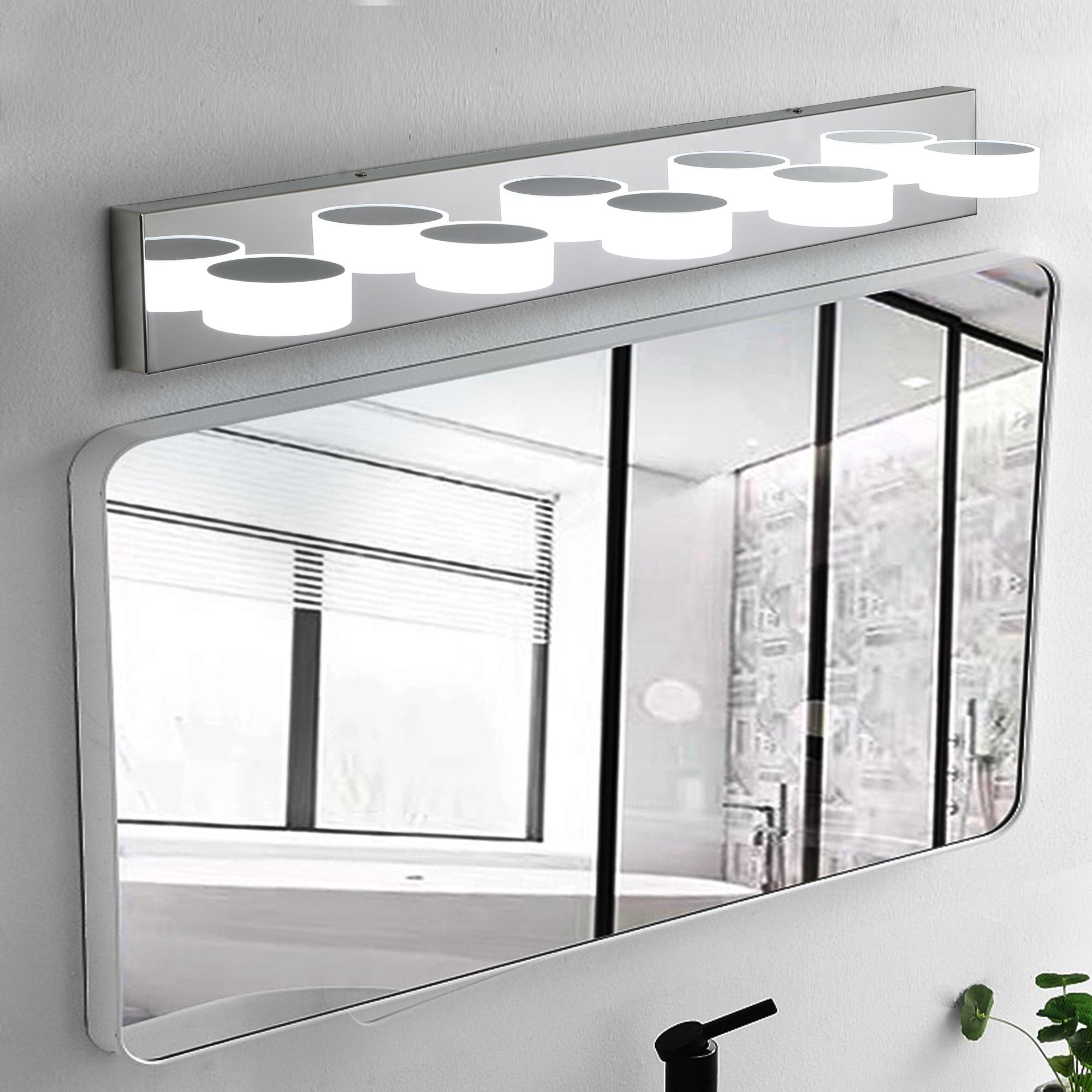 37" Modern 5-Light LED Vanity Light Fixture with Acrylic Shades, Chrome Finish, Dimmable Bathroom Wall Sconce, 37" L x 5" W x 4.5" H, Chrome