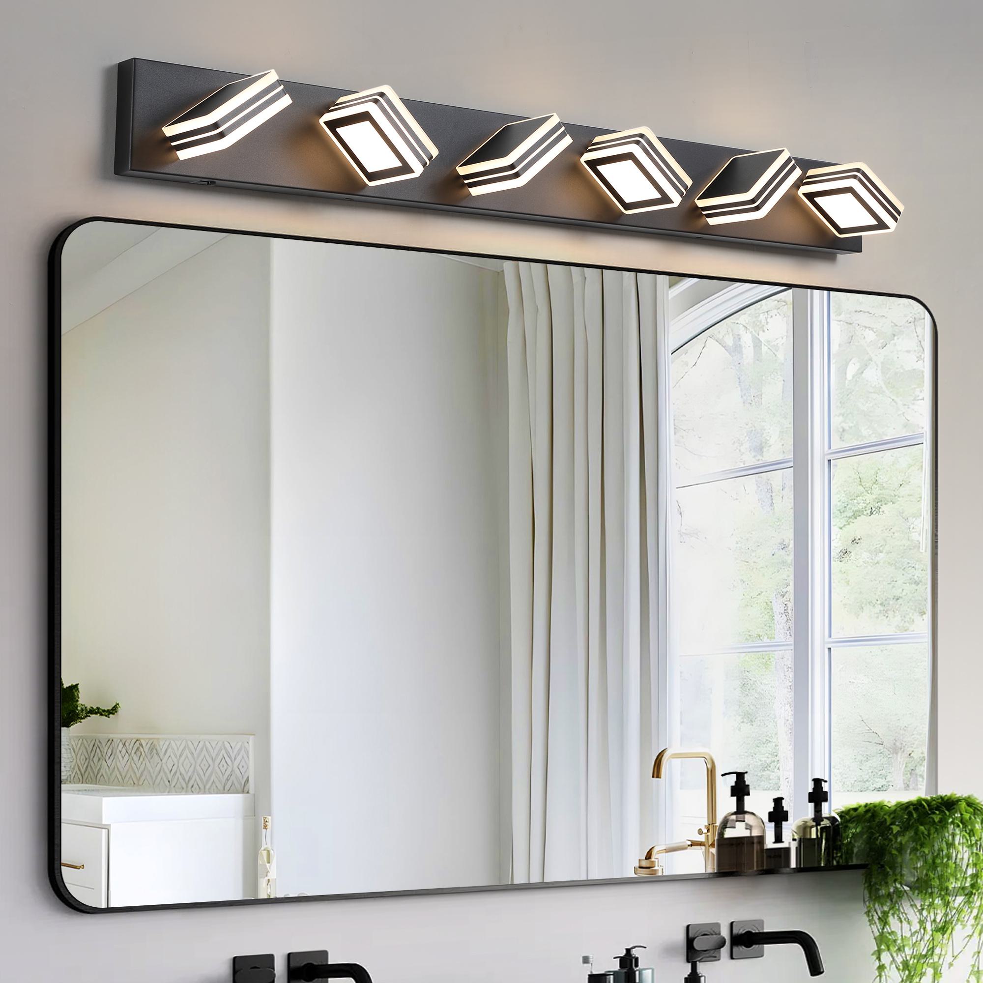 40" Modern 6-Light LED Vanity Light with Dimmable Function, Sleek Bathroom Wall Fixture, Energy-Efficient, 40.5" L x 4.5" W x 5" H, Black