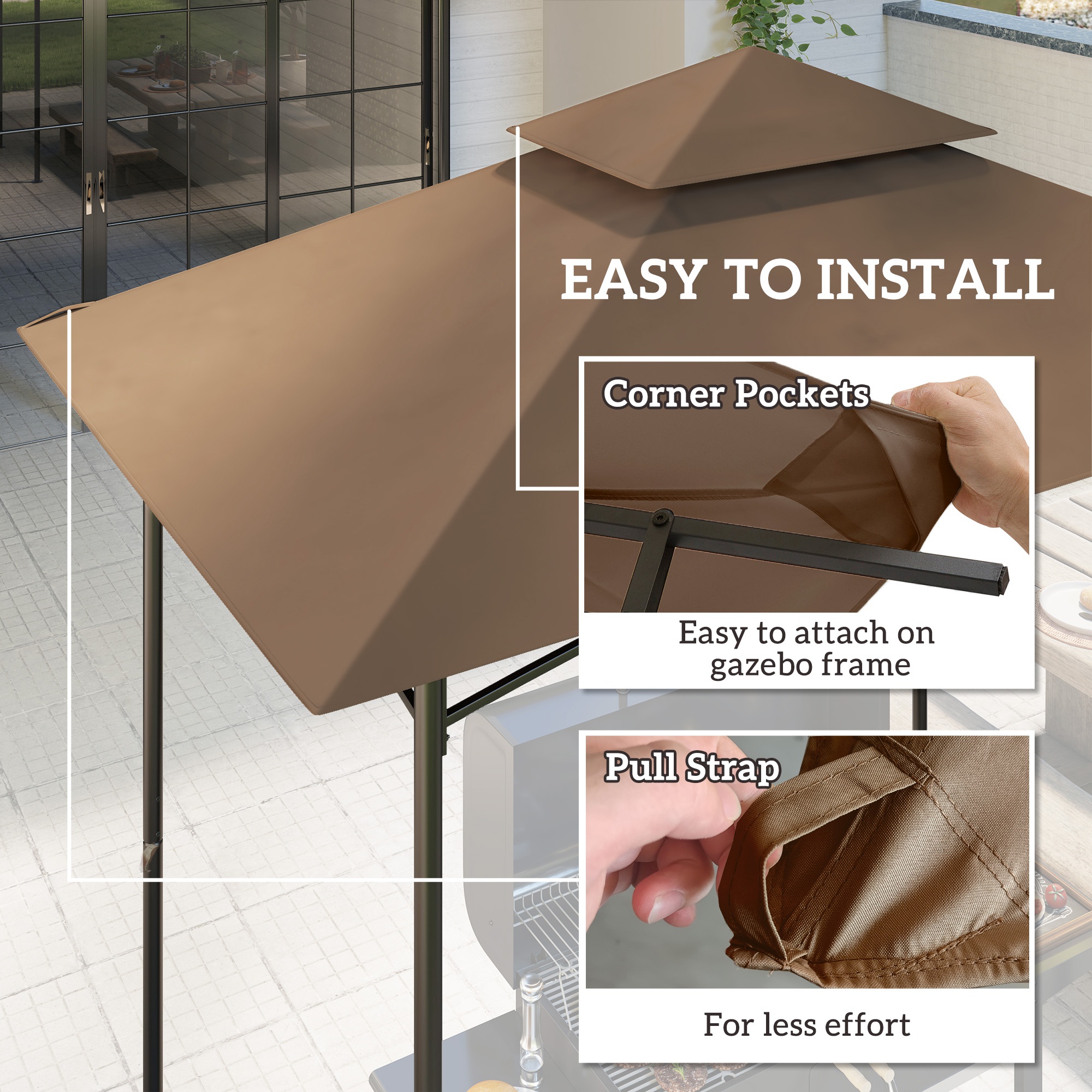 Outsunny 5' x 8' Grill Gazebo Canopy Replacement Cover Only