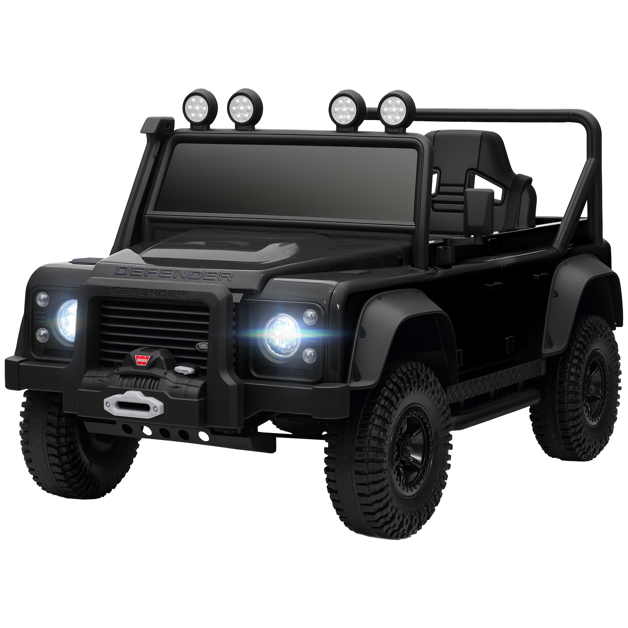 Qaba Land Rover Licensed Electric Car for Kids with Remote Control, Dual Motors, Spring Suspension, LED Lights, Black
