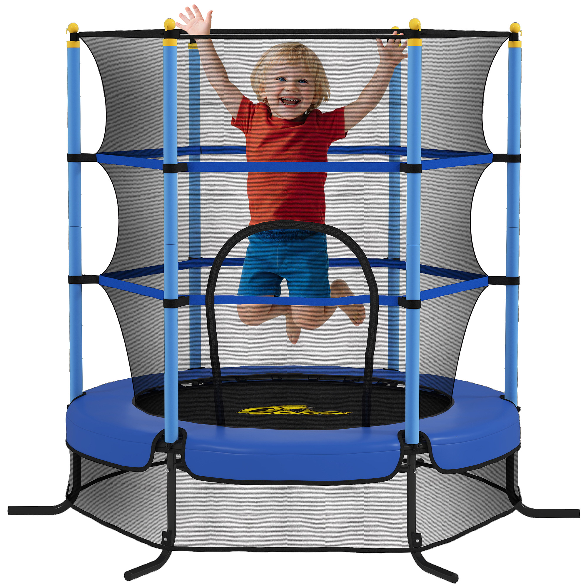 Qaba Kids Trampoline with Safety Enclosure Net and Built-in Zipper