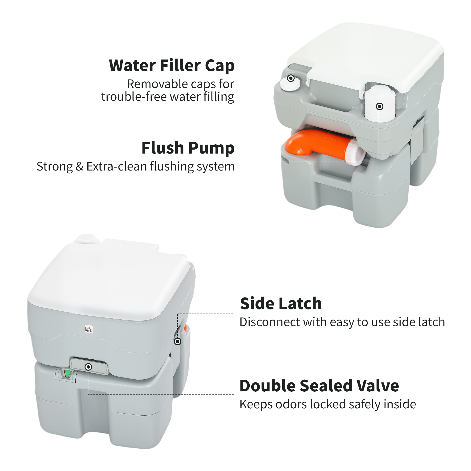 Kleankin Camper Toilet Outdoor Portable Toilet Gallon (20L