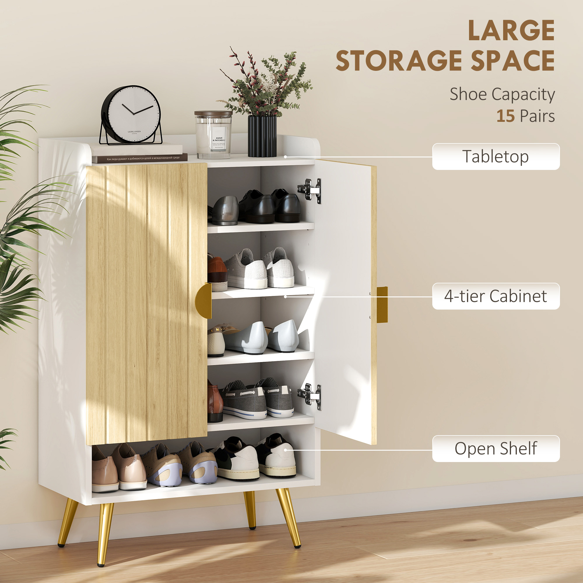 靴 UNITSHOLD Lena HOMCOM Entryway Shoe Storage Cabinet, Narrow Shoe Cabinet