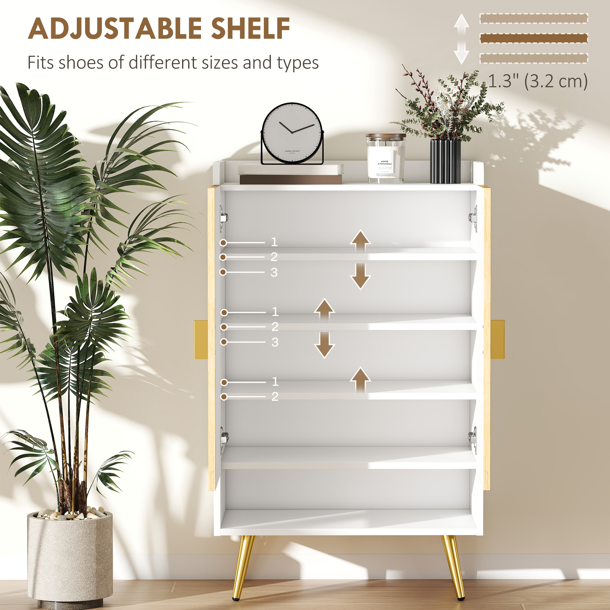 靴 UNITSHOLD Lena HOMCOM Entryway Shoe Storage Cabinet, Narrow Shoe Cabinet