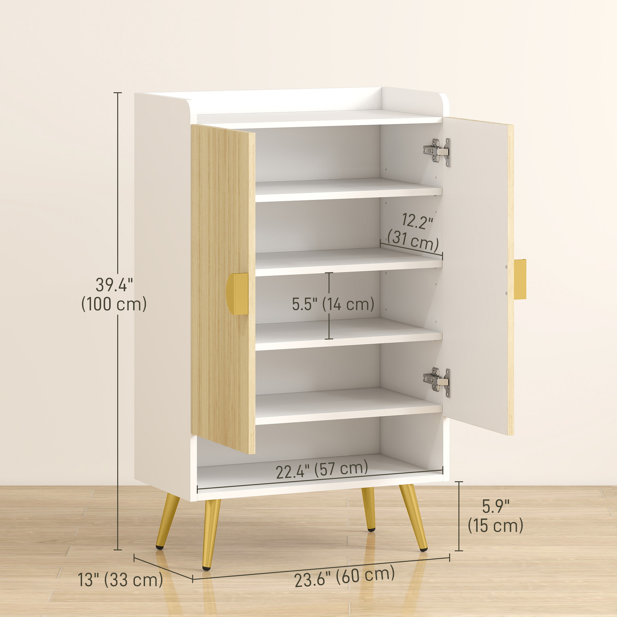 靴 UNITSHOLD Lena HOMCOM Entryway Shoe Storage Cabinet, Narrow Shoe Cabinet