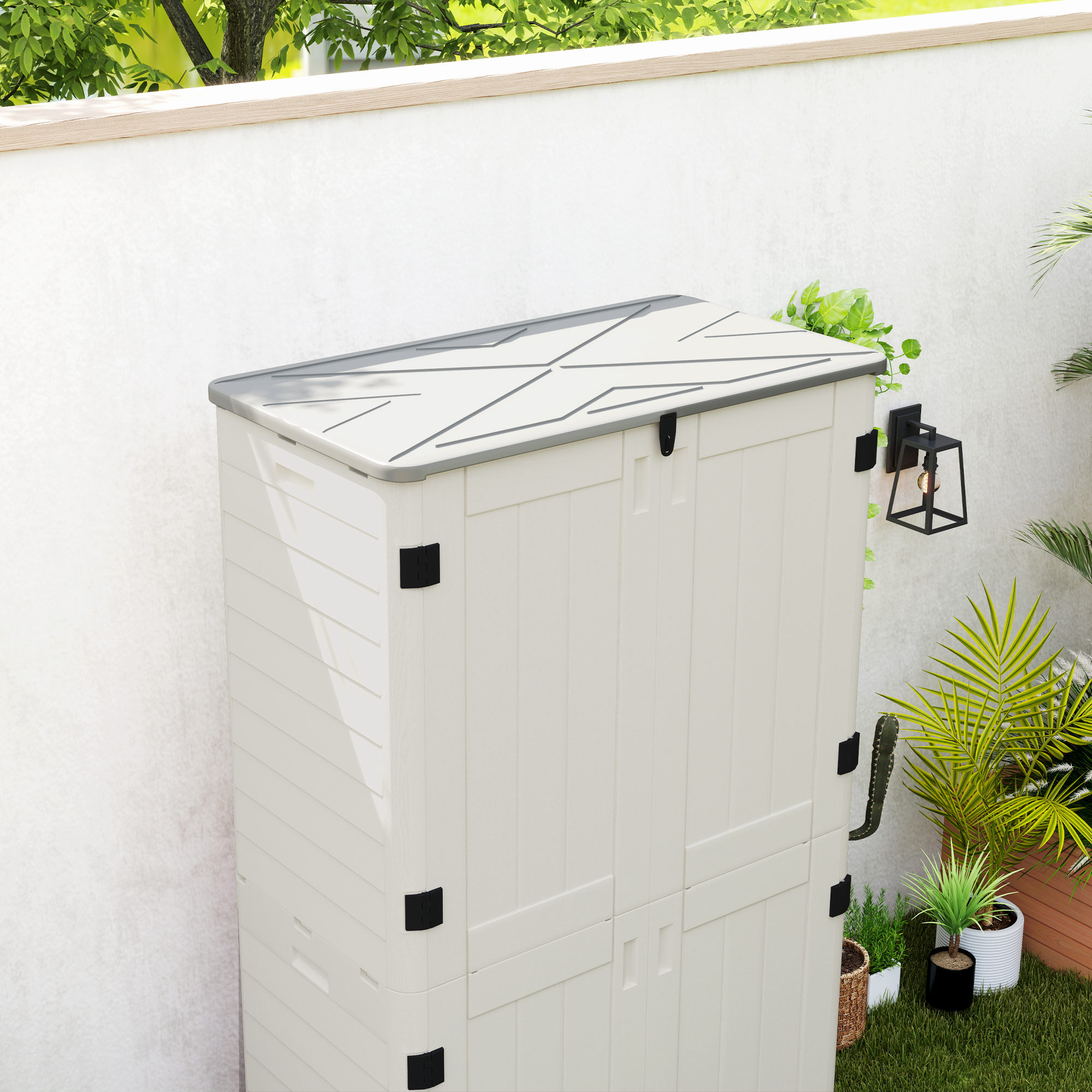 Outsunny 368 Gallon Outdoor Storage Cabinet with Openable Top and