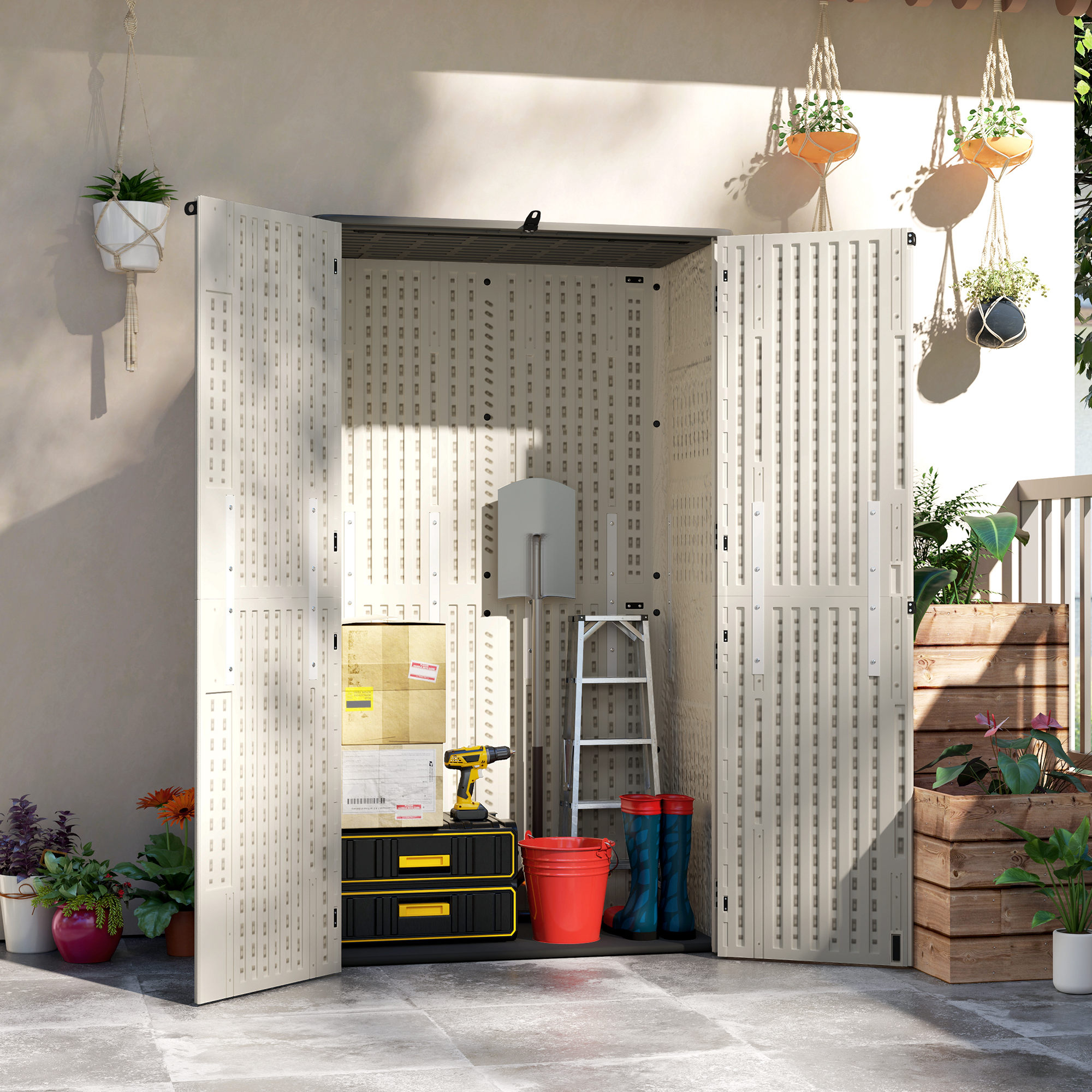 Outsunny 368 Gallon Outdoor Storage Cabinet with Openable Top and