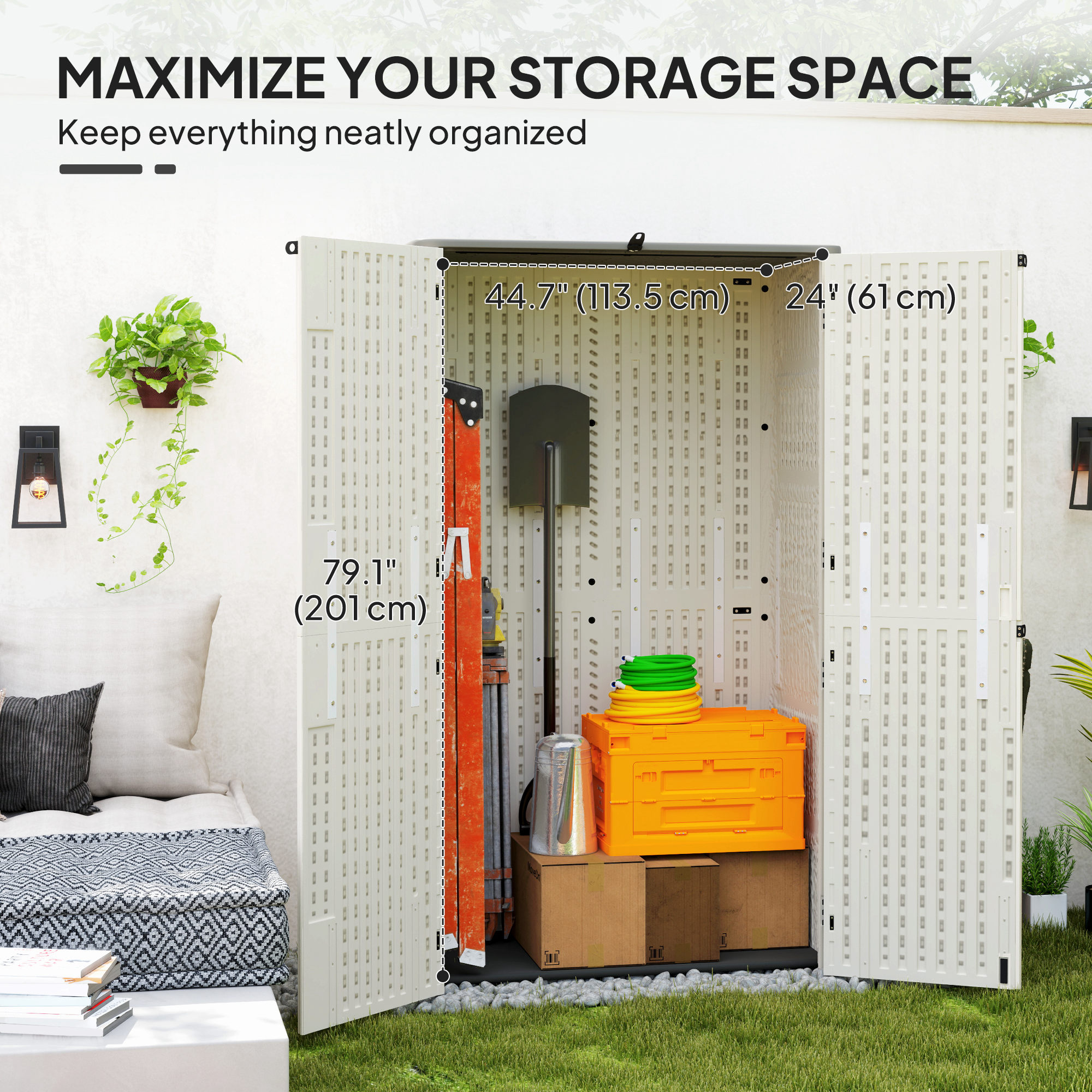 Outsunny 368 Gallon Outdoor Storage Cabinet with Openable Top and