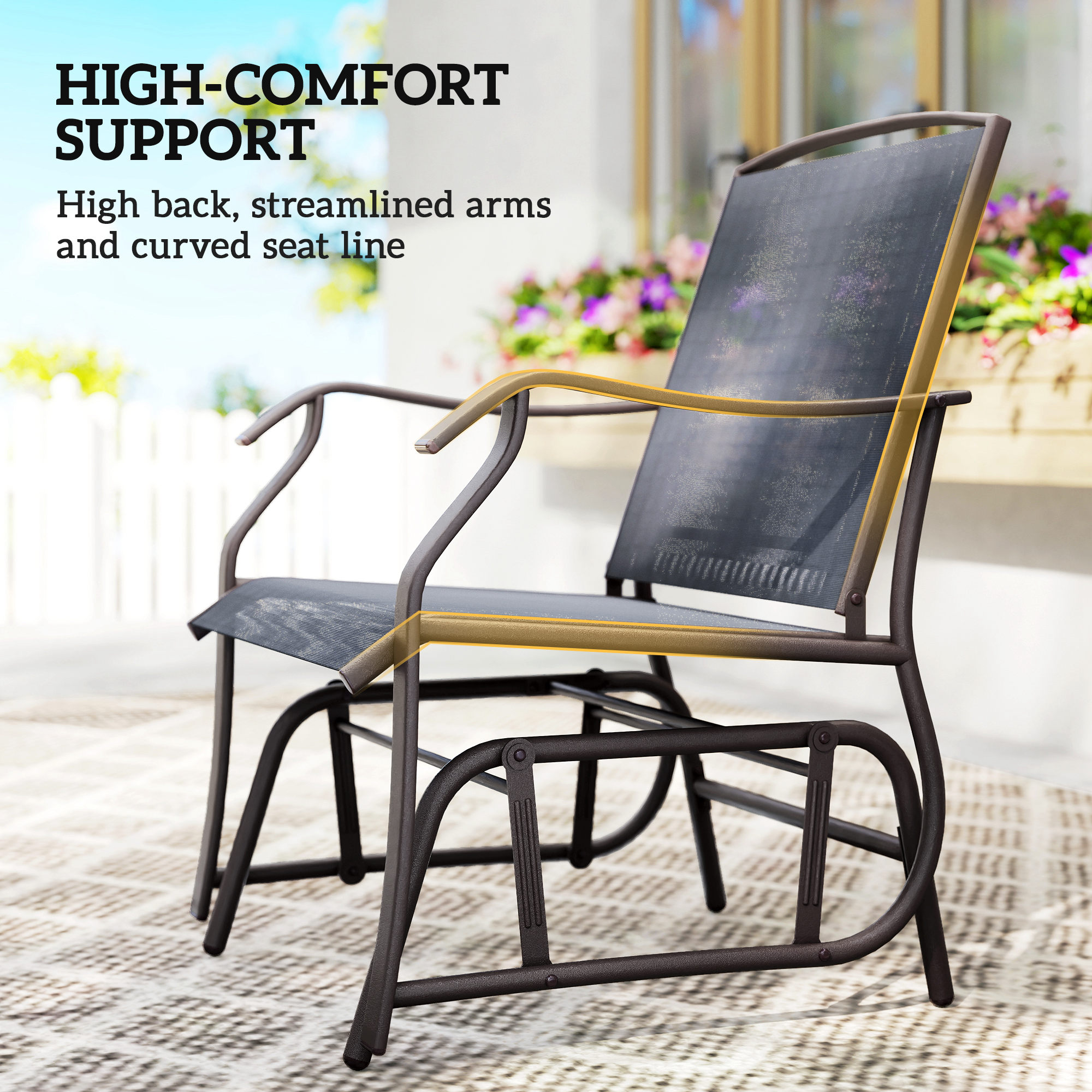 Rocking Chair Outsunny 3pc Garden Glider Chair Outdoor Set Patio